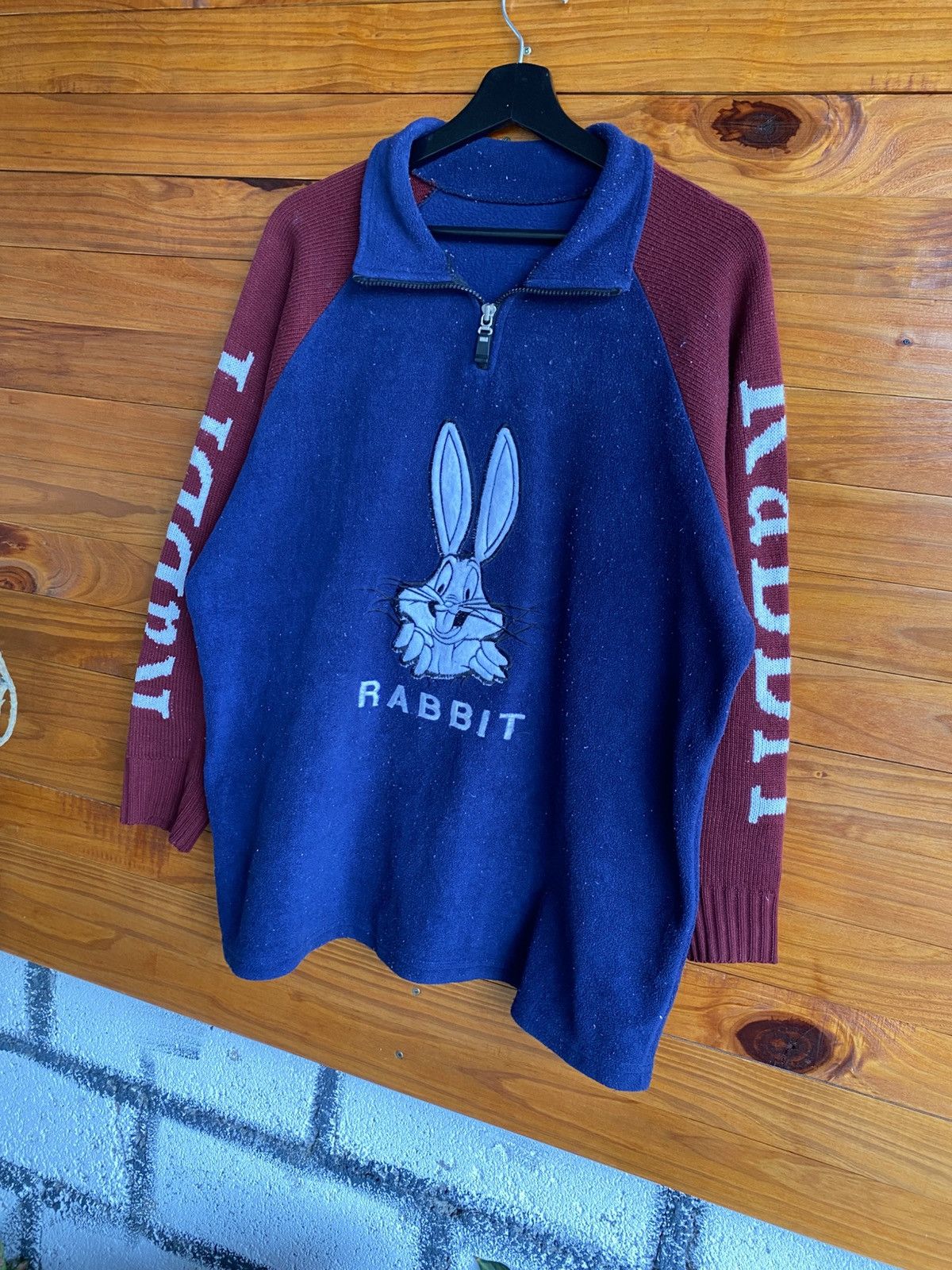 Vintage Vintage Bugs Bunny “Rabbit” Half-Zip Knit Sweater – 1990s Size US L / EU 52-54 / 3 - 4 Thumbnail