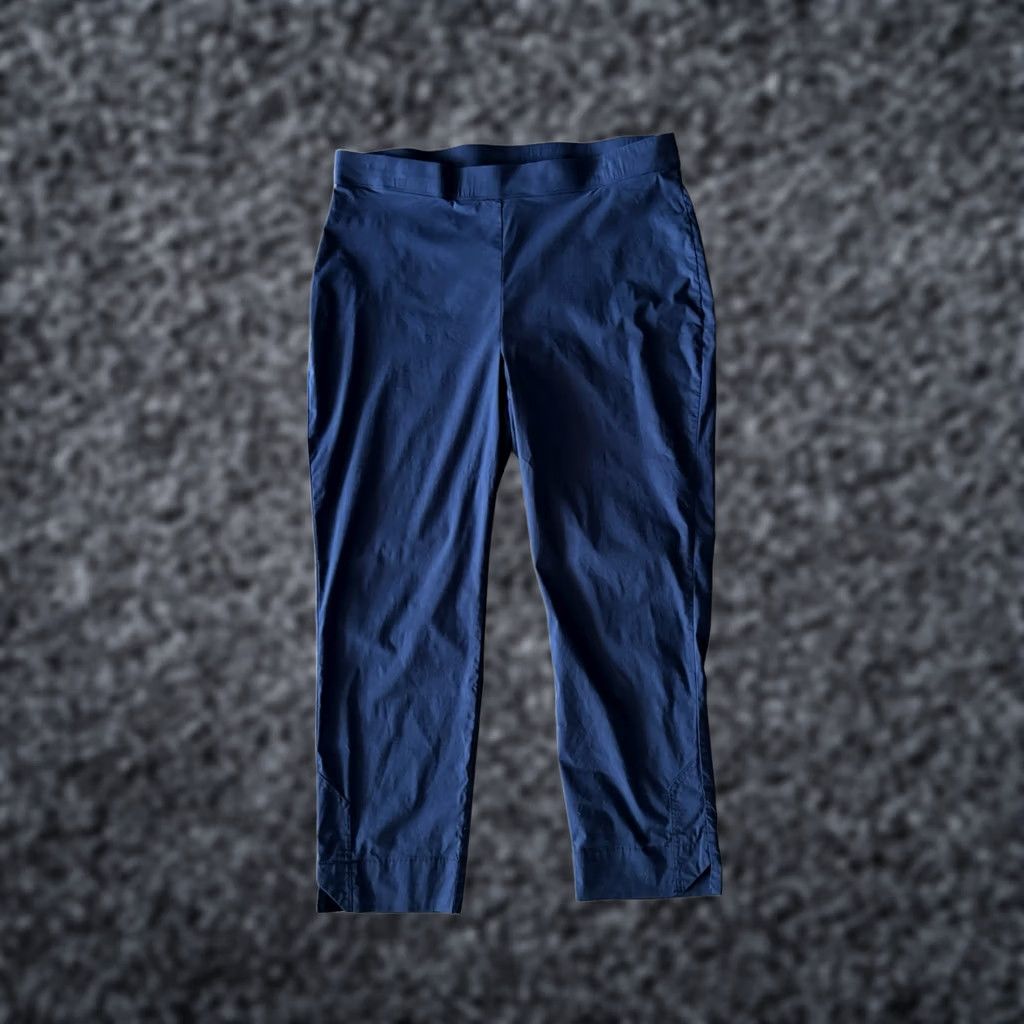 Foil Pants Navy Blue Women 12 Pull On Straight Leg Ankle Stretch Outdoor Utility, Women's (Size 34)