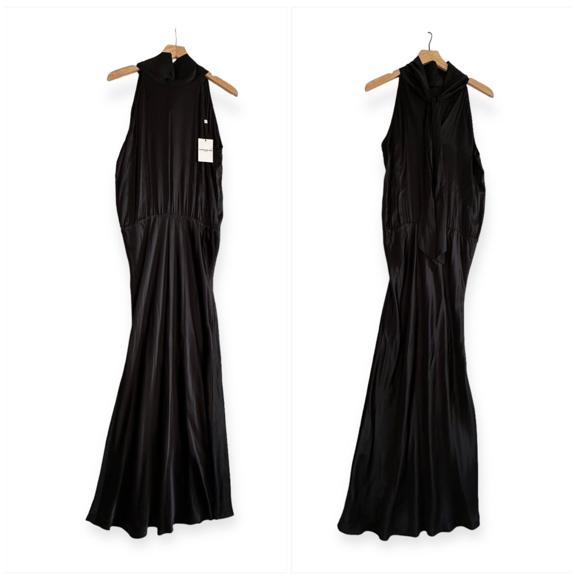 Generation Love Generation Love Arie Black Silk Maxi Dress, Size M, NWT, Hal Size M / US 6-8 / IT 42-44 - 17 Thumbnail