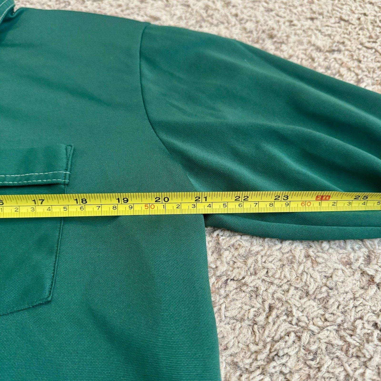 Vintage True Vintage 70s Green Long Sleeve Disco Polo Shirt Large Size US L / EU 52-54 / 3 - 8 Thumbnail