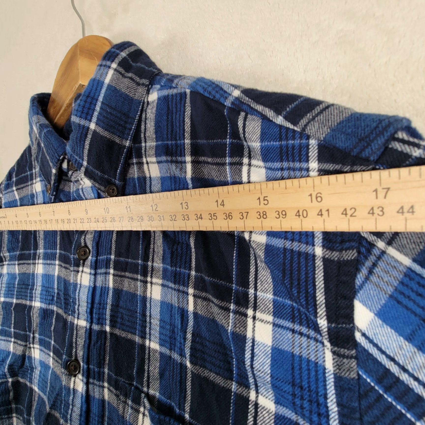 Lands' End Lands' End Button-Up Shirt Mens Flannel Blue Small Long Sleeve Winter Plaid Pocket Regular Fit 14-14.5 neck Collared Button-Up Mens Size US S / EU 44-46 / 1 - 7 Thumbnail
