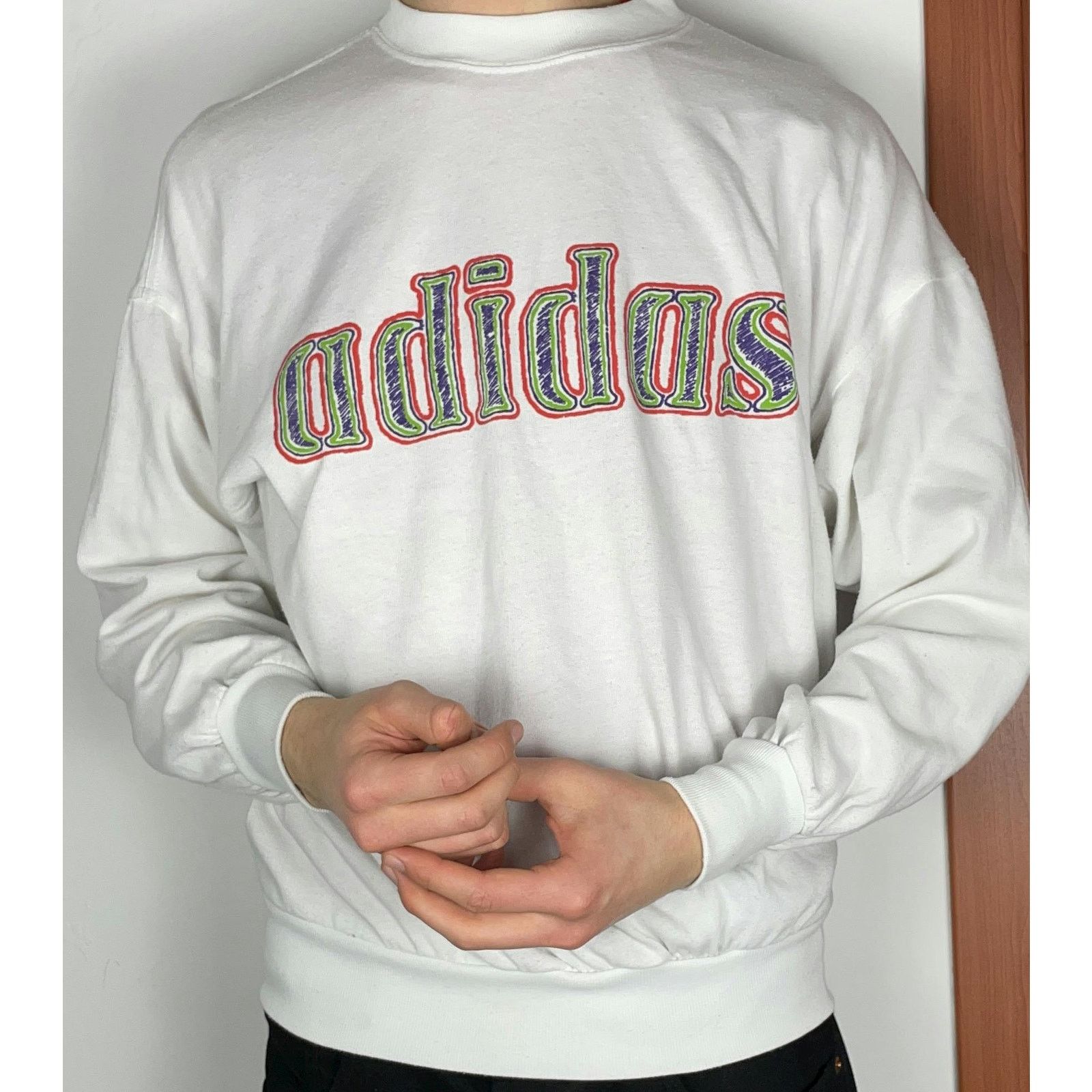 Adidas × Vintage Vintage Adidas Men's Double Essential Logo Sweatshirt M Size US M / EU 48-50 / 2 - 2 Thumbnail