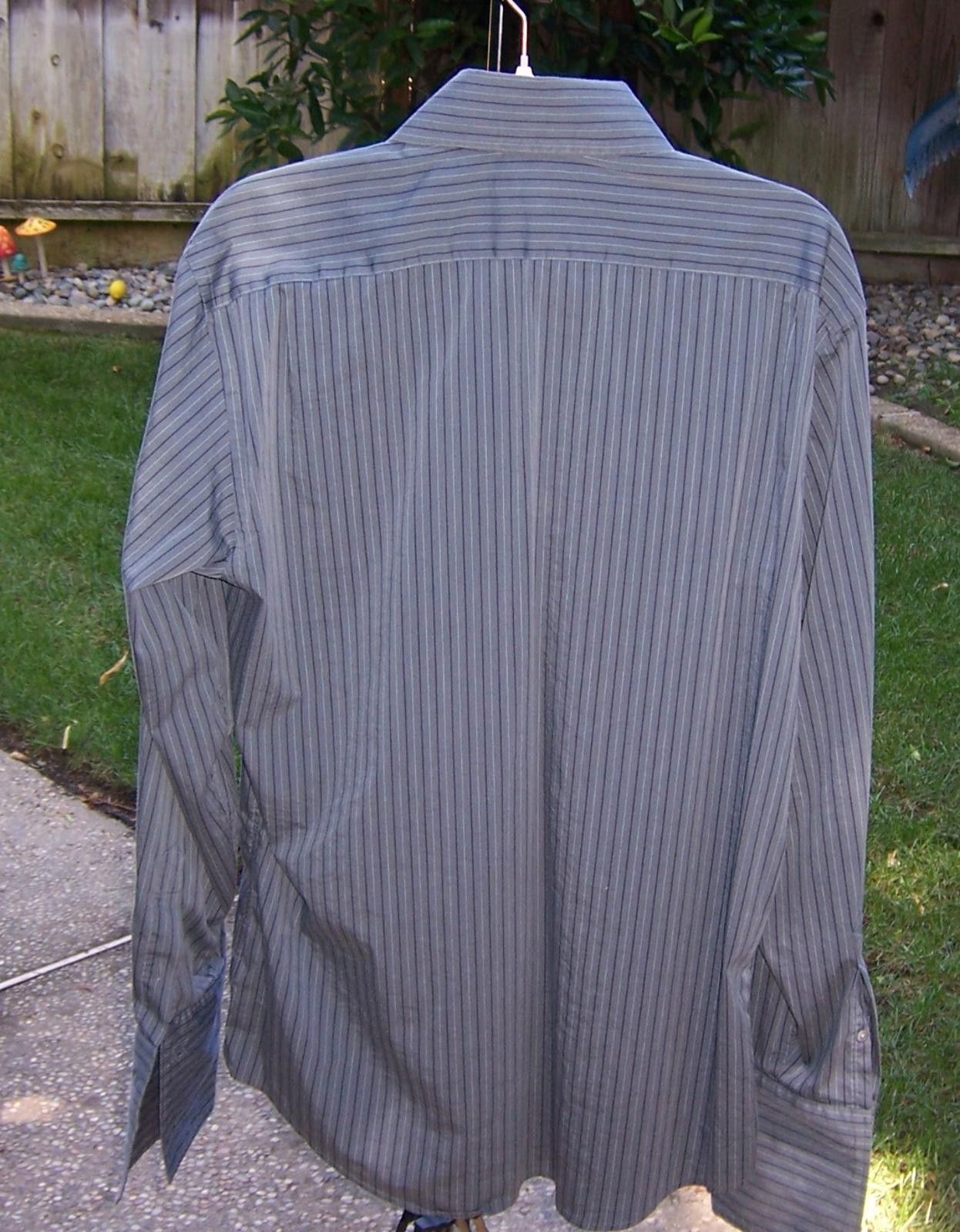 Banana Republic Banana Republic Grey/Blue Striped Dress Shirt-French Cuffs L Size US L / EU 52-54 / 3 - 2 Thumbnail