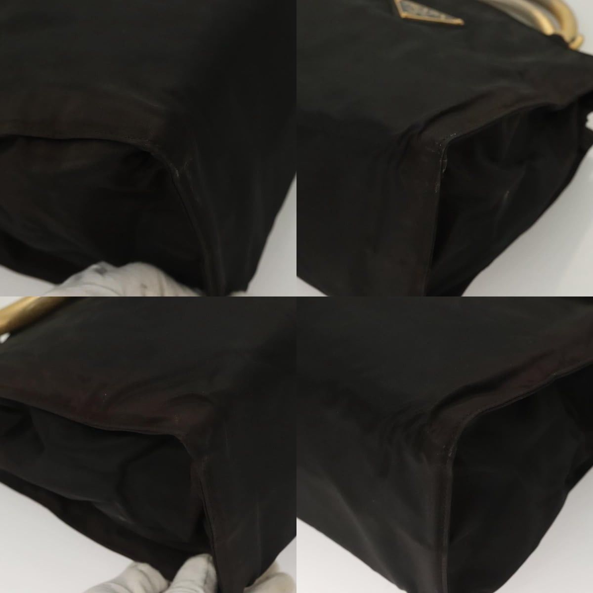 Prada PRADA Hand Bag Nylon Black Gold Size ONE SIZE - 10 Thumbnail