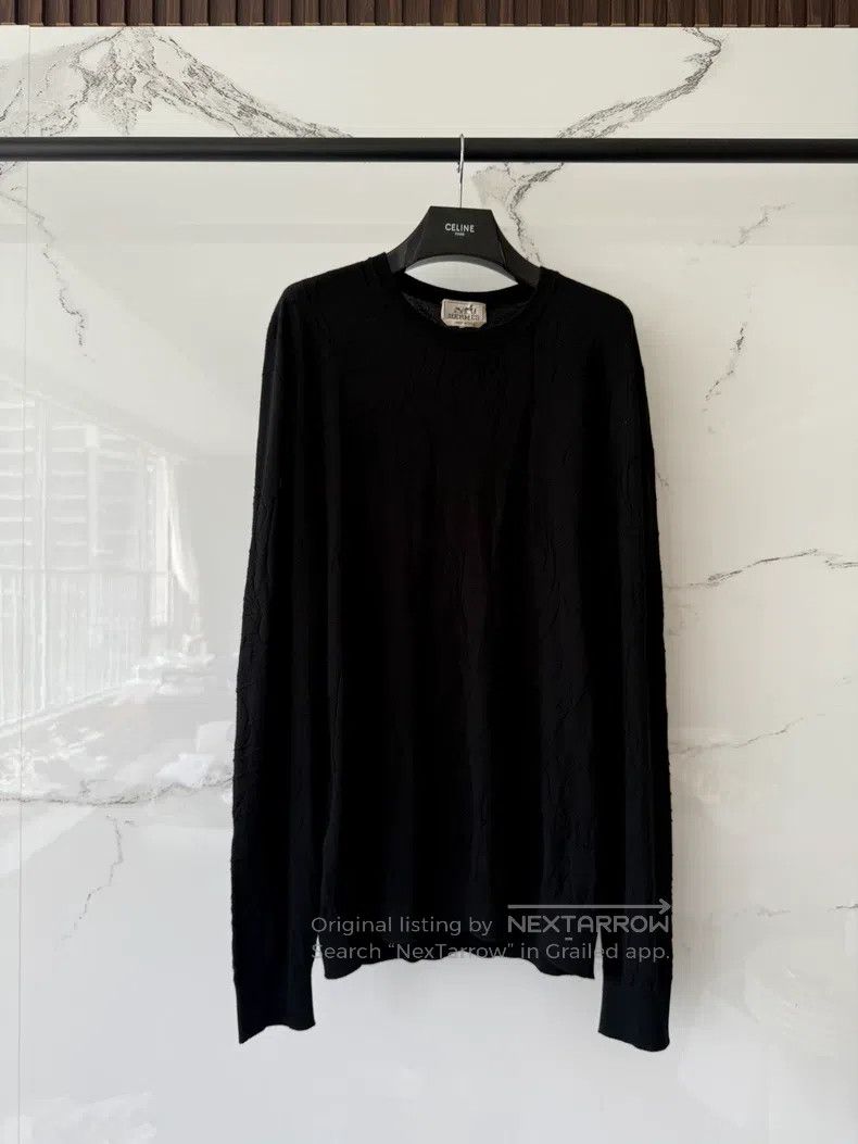 Hermes Hermes Black Textured Knit Long Sleeve Top Size US XL / EU 56 / 4 - 1 Thumbnail