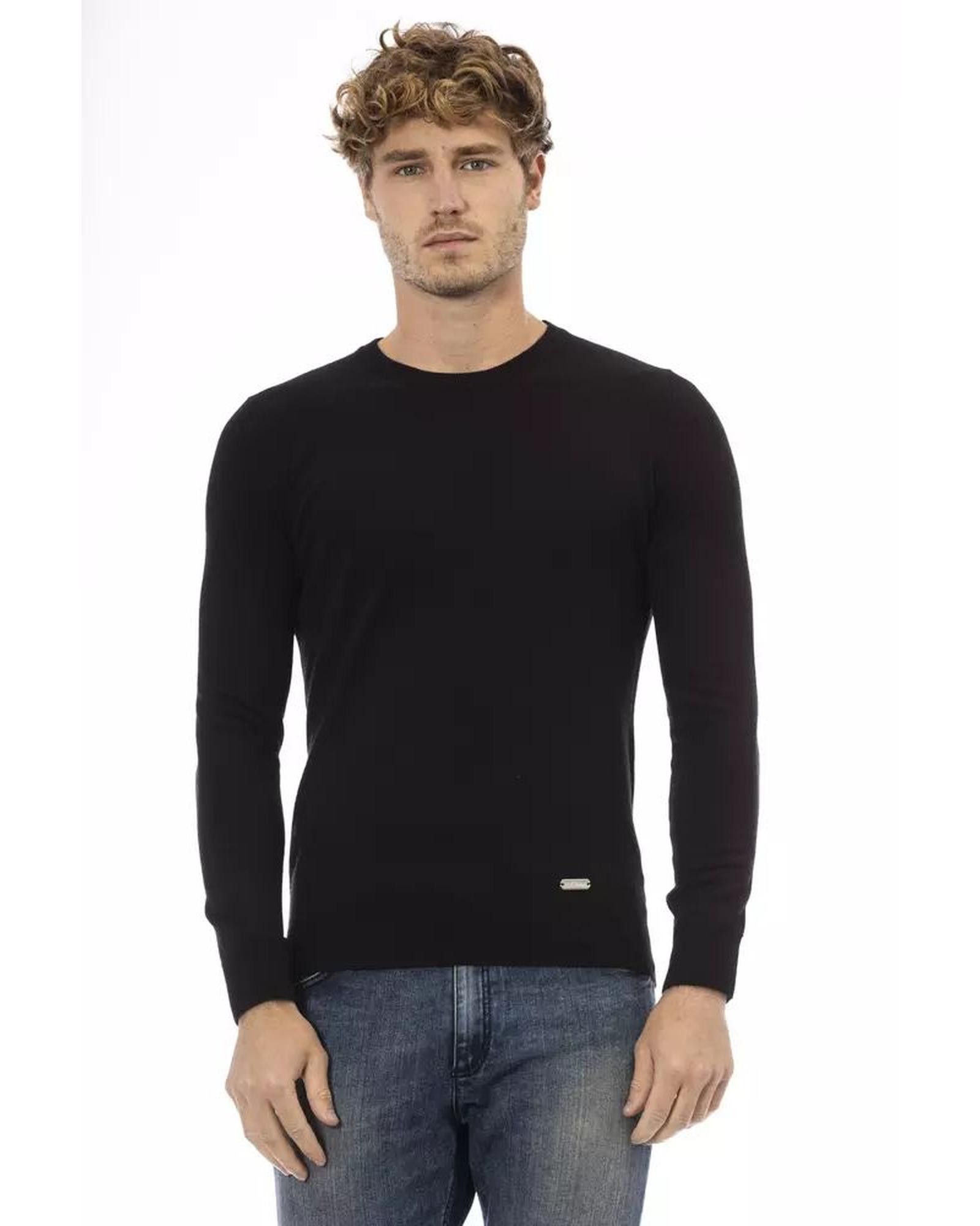 Image of Baldinini Wool Crew Neck Sweater in Black, Men's (Size 2XL)