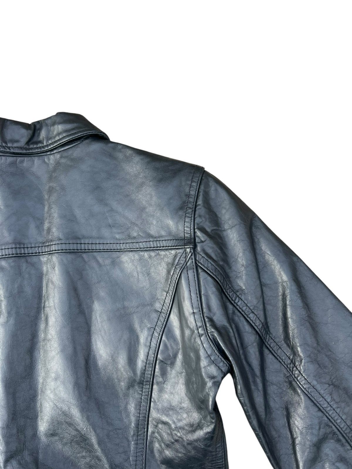Gap Vintage Fall 2000 GAP Patina Black Leather Trucker Jacket Size S / US 4 / IT 40 - 17 Thumbnail