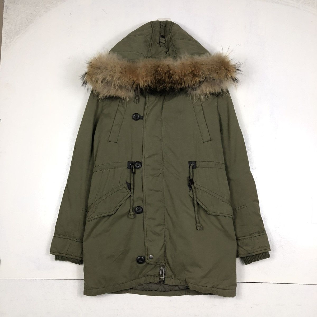 Japanese Brand 📌BIKER JACKET PARKA MINK FUR HOODIE MOUSSY MILITARY DESIGN Size US S / EU 44-46 / 1 - 2 Thumbnail