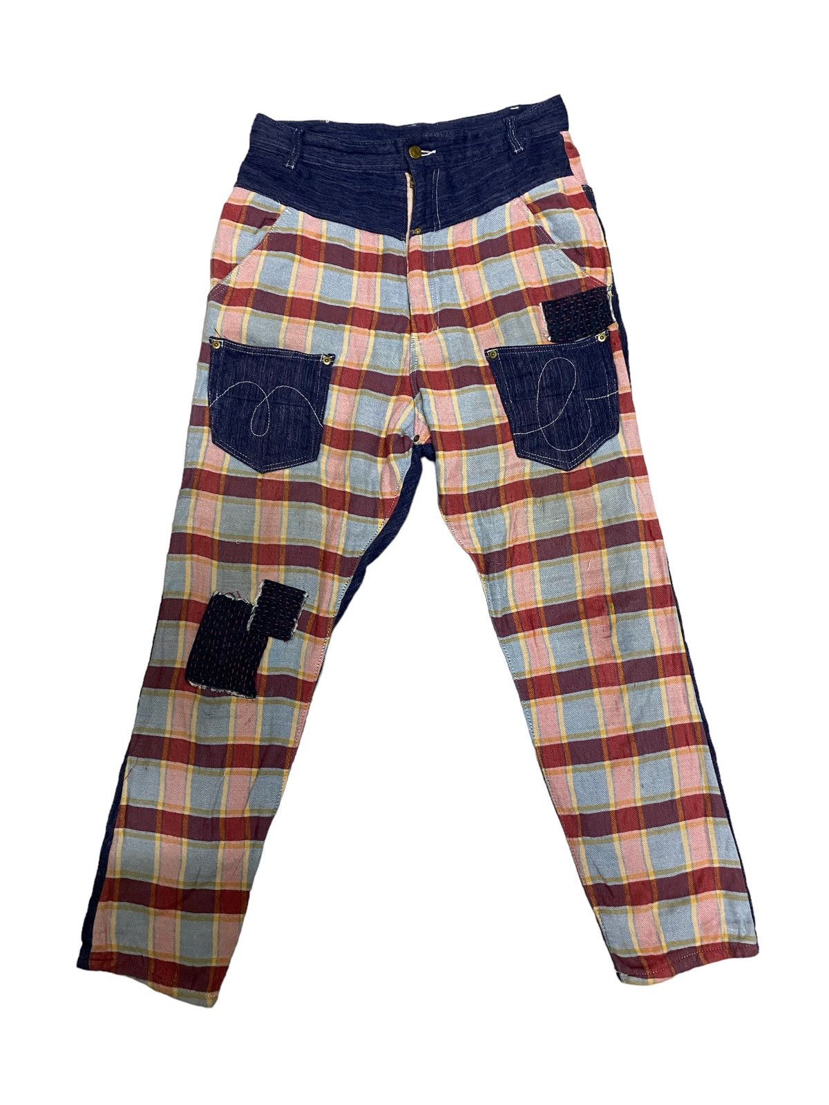 image of Mercibeaucoup Issey Miyake Drop Crotch Pants in Plaid, Men's (Size 31)