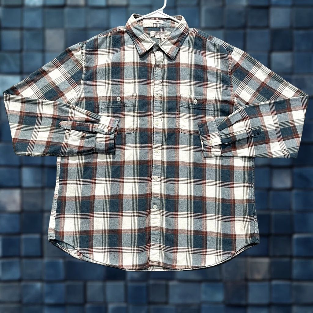 Wallace & Barnes Wallace & Barnes Shirt Mens XL White Blue Plaid Midweight Flannel J6096 EUC Size US XL / EU 56 / 4 - 1 Thumbnail