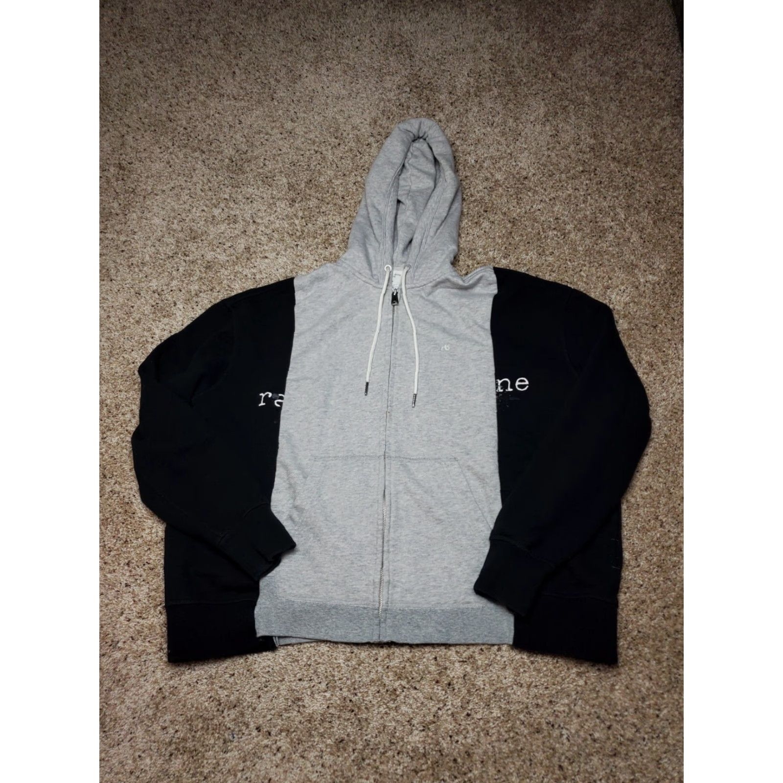 Rag & Bone VINTAGE Rag & Bone Bonum Paint Splash Hoodie XL Gray Cotton Blend Fleece Logo Full Zip Hooded Oversized Mens Accessories? Size US XL / EU 56 / 4 - 2 Thumbnail