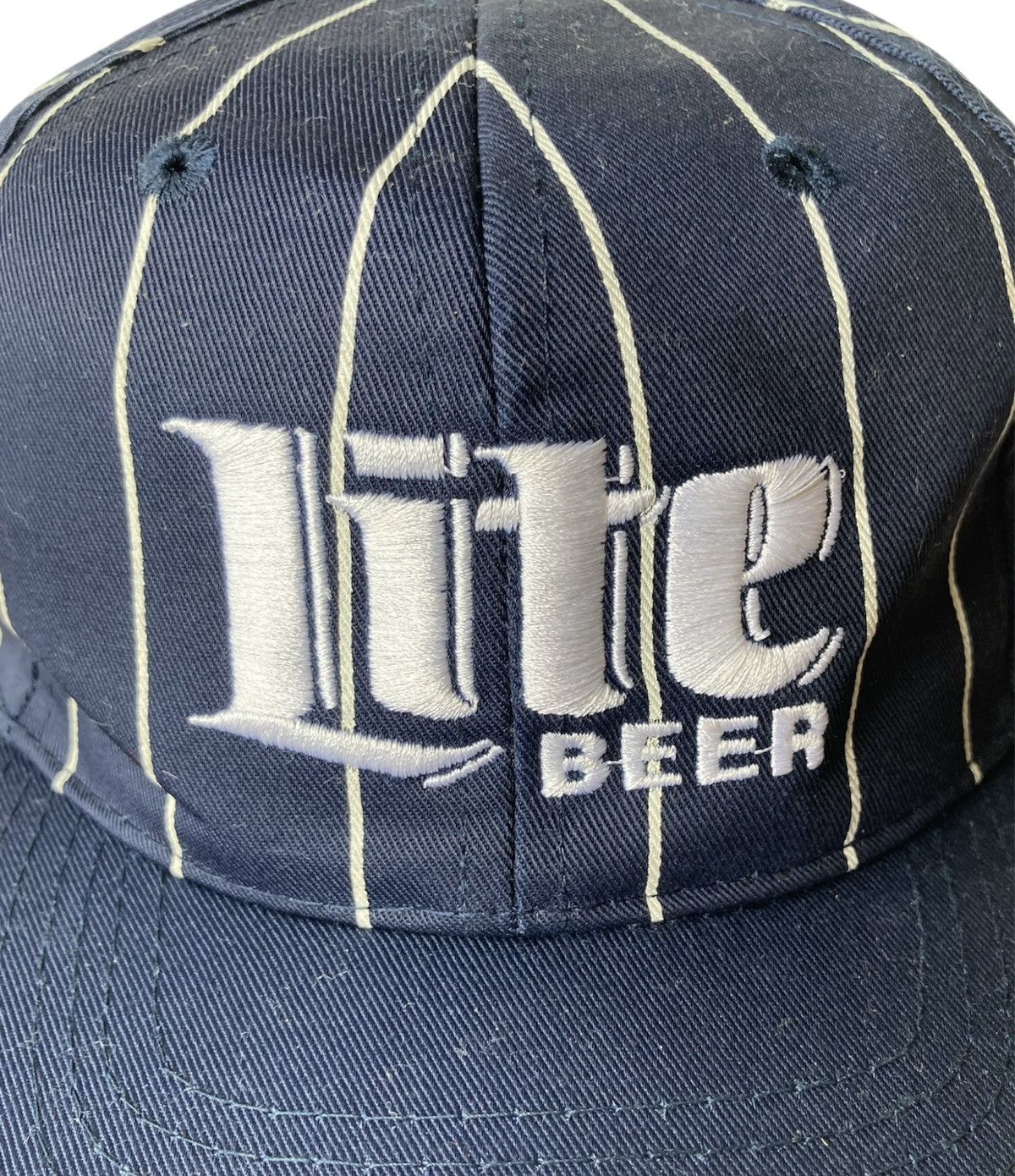 Vintage Vintage 90s Miller Lite Beer Pinstripe Snapback Hat Cap Size ONE SIZE - 2 Thumbnail