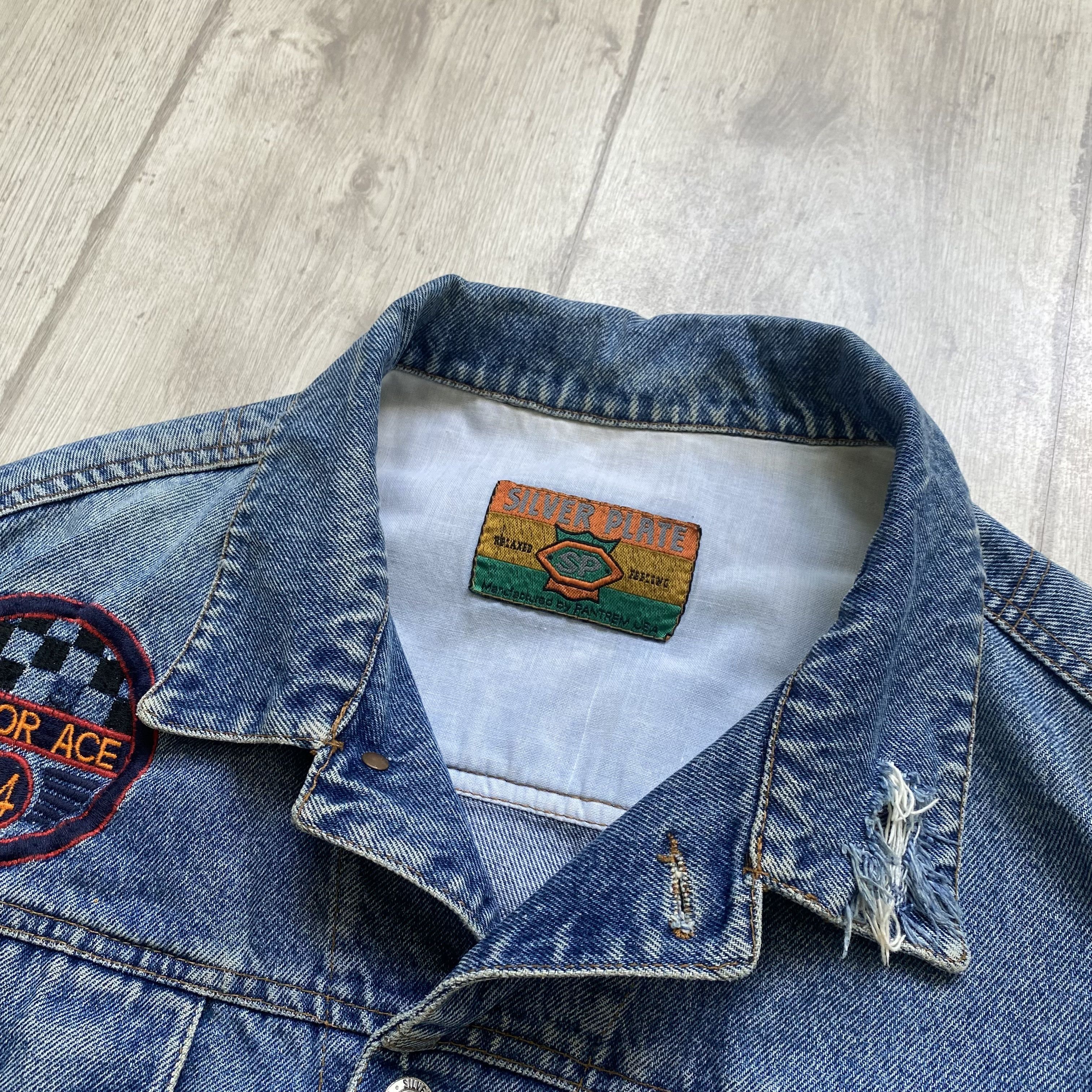 Wrangler Vintage 80s Racing Denim jacket Faded Distressed Wrangler Size US XL / EU 56 / 4 - 5 Thumbnail