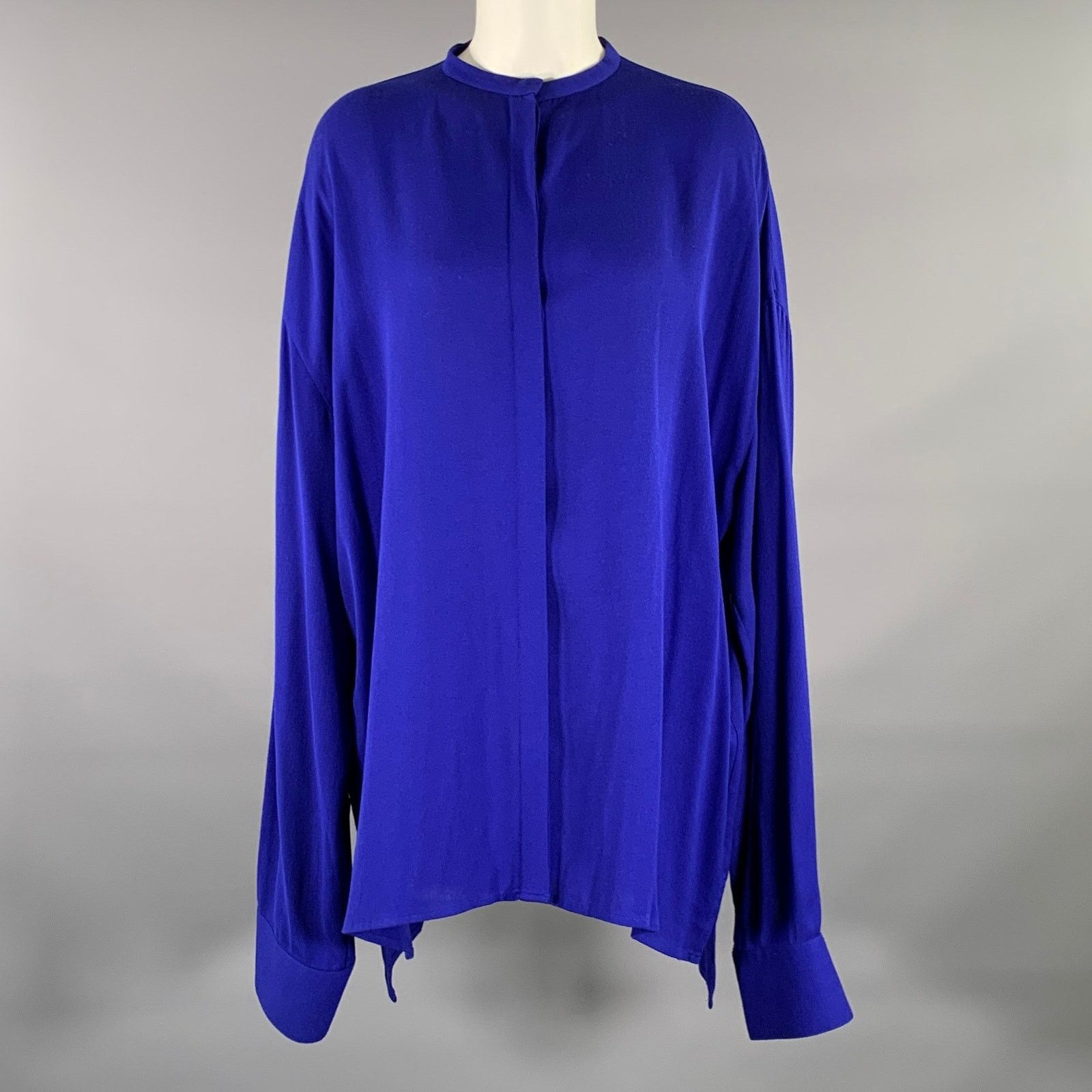 Haider Ackermann HAIDER ACKERMANN Size S Blue Viscose Nehru Collar Shirt Size S / US 4 / IT 40 - 1 Thumbnail
