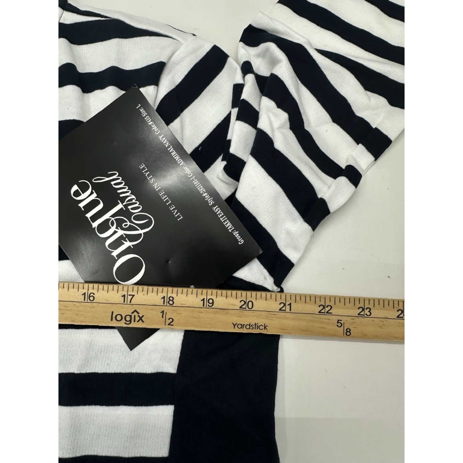 Vintage Onque Casuals Womens Jacket L Navy Striped Long Sleeve Full Zip NWTs Size L / US 10 / IT 46 - 7 Thumbnail