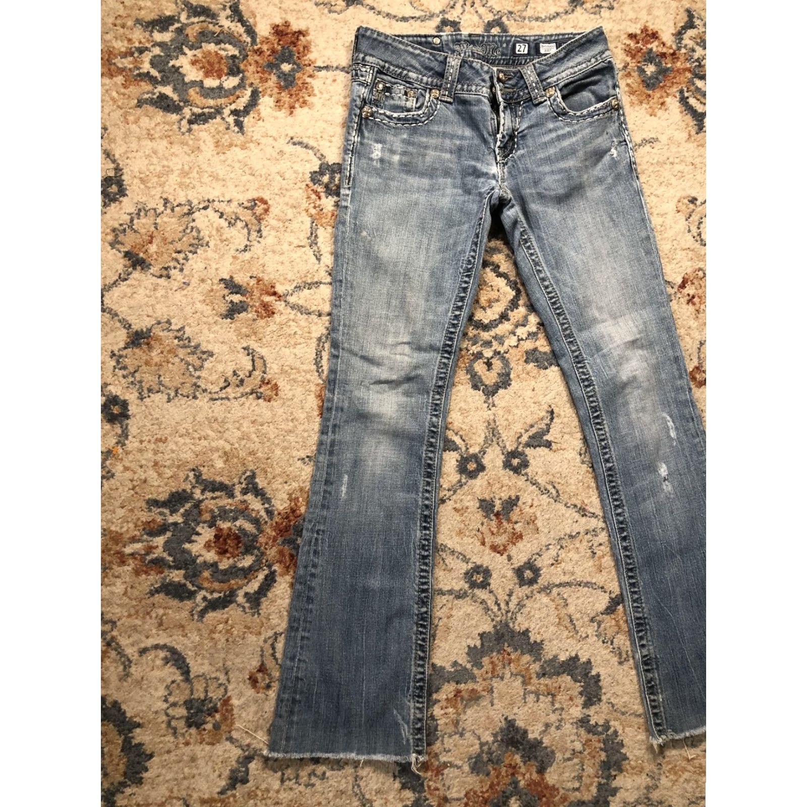 Miss Me Miss Me Jeans Womens 27 Blue Bootcut JENS0602Z Distressed Embellished Denim Size 27" / US 4 / IT 40 - 3 Thumbnail