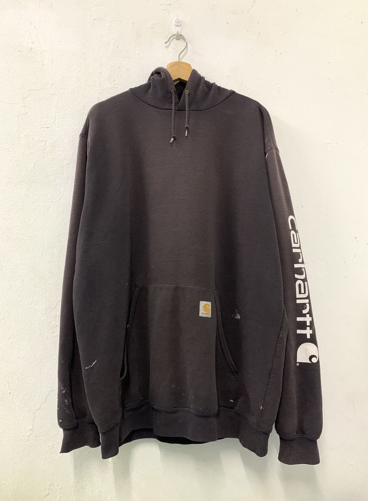 Carhartt Carhartt Distressed Hoodie Big Hand Printed Spellout Size US XL / EU 56 / 4 - 1 Thumbnail