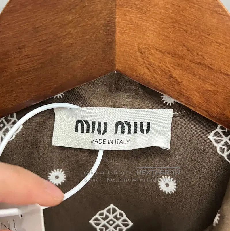 Miu Miu Miu Miu Brown Printed Short Sleeve Shirt . Size L / US 10 / IT 46 - 3 Thumbnail