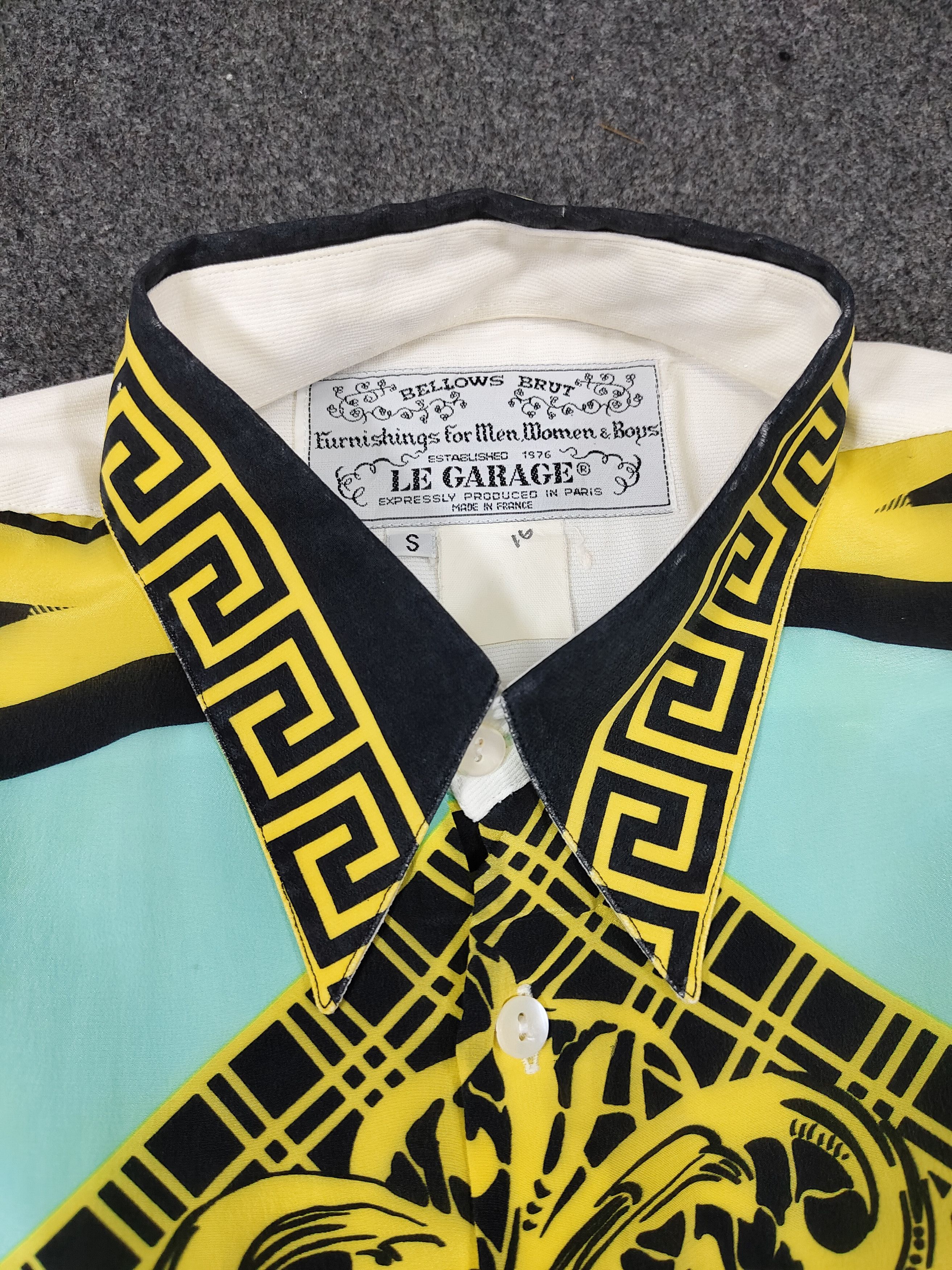 Vintage 90s Le Garage 🇫🇷 Baroque Silk Hybrid Greek Key Shirt Size US M / EU 48-50 / 2 - 7 Thumbnail