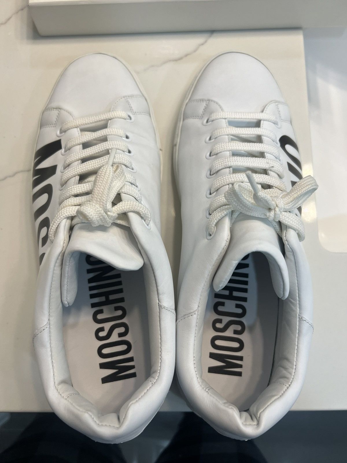 Moschino Moschino Logo-Printed Lace-Up Sneakers Size US 11 / EU 44 - 2 Thumbnail