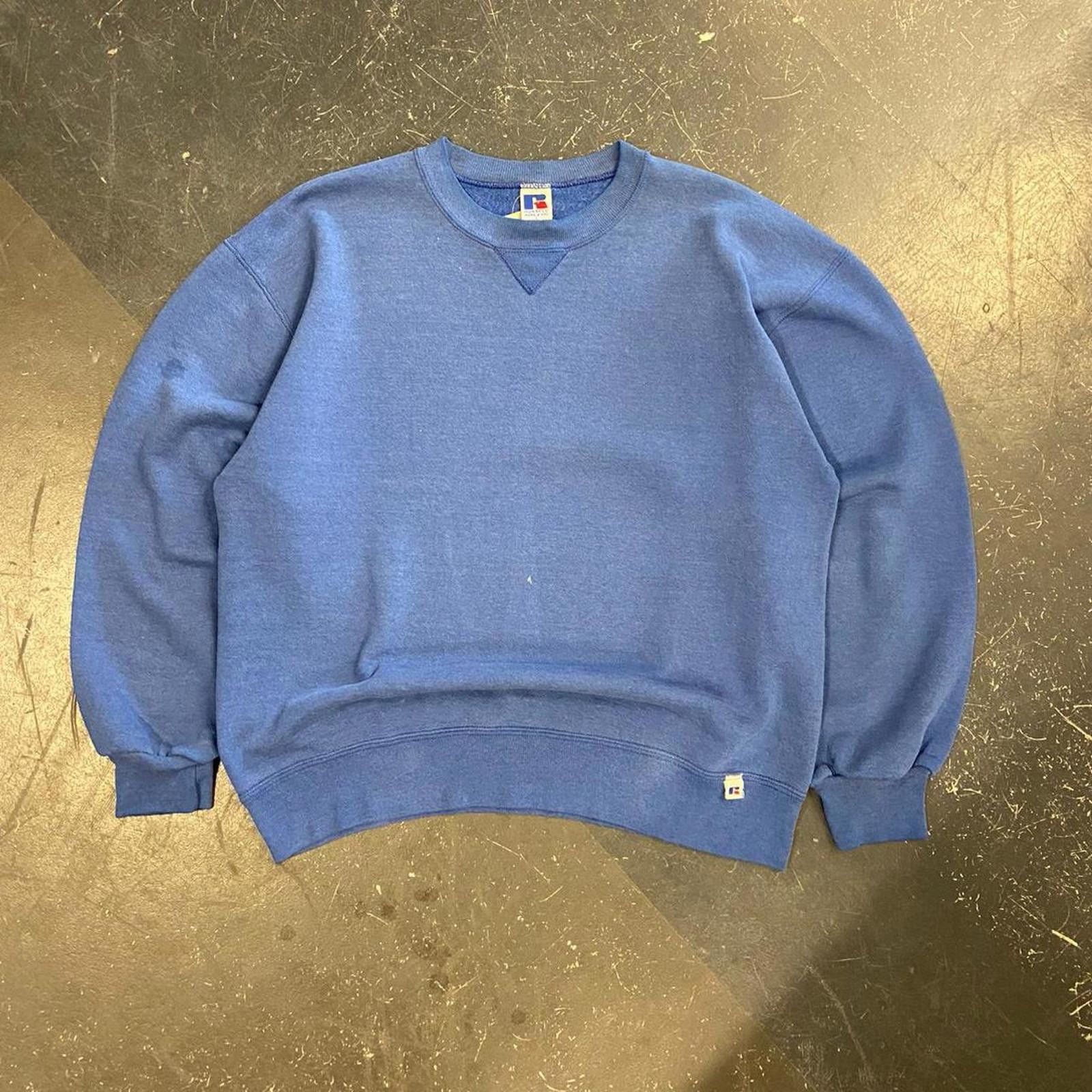 Vintage 90s Faded Blue Russell Athletic Crewneck