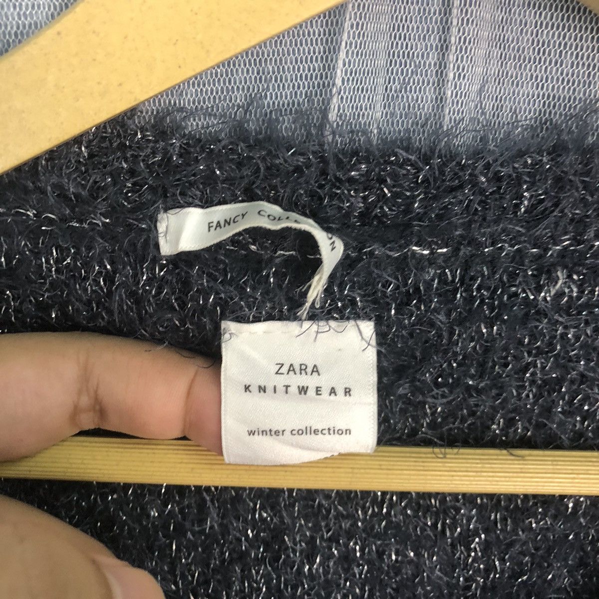 Zara Zara Dark Blue Shag Shaggy Fur Mohair Cardigan #874 Size M / US 6-8 / IT 42-44 - 9 Thumbnail