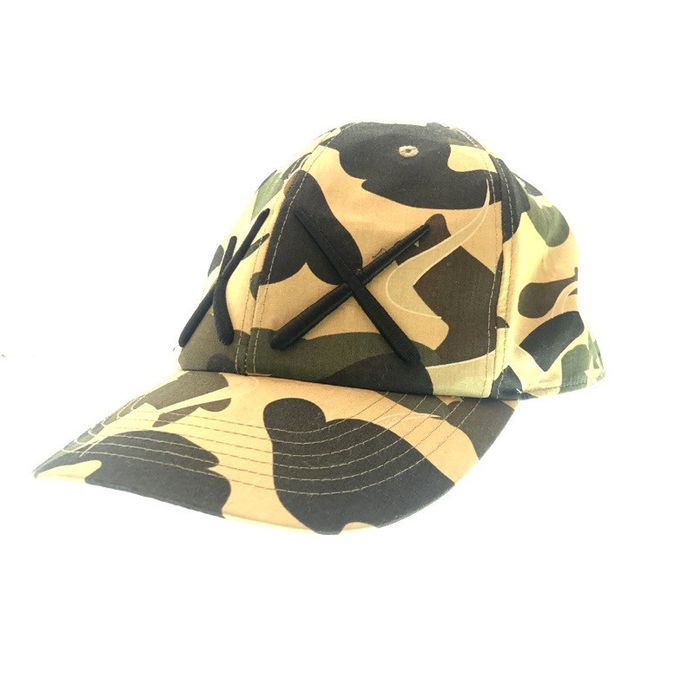 Bape RARE A BATHING APE X KAWS CAMO XX VINTAGE FITTED CAP KANYE