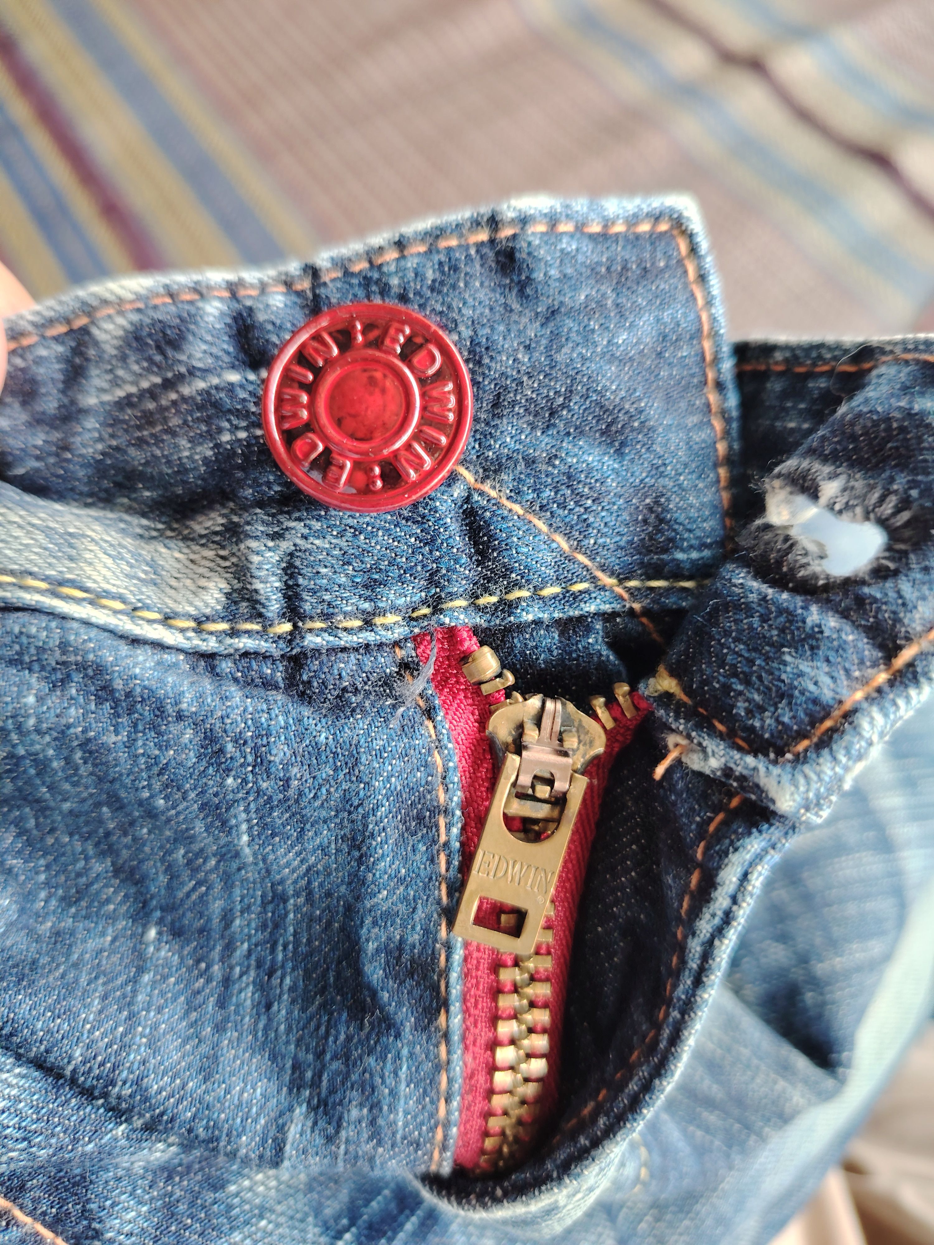 Edwin 💥FLARE💥VINTAGE EDWIN 503 BLUE TRIP DISTRESSED DENIM Size US 32 / EU 48 - 15 Thumbnail