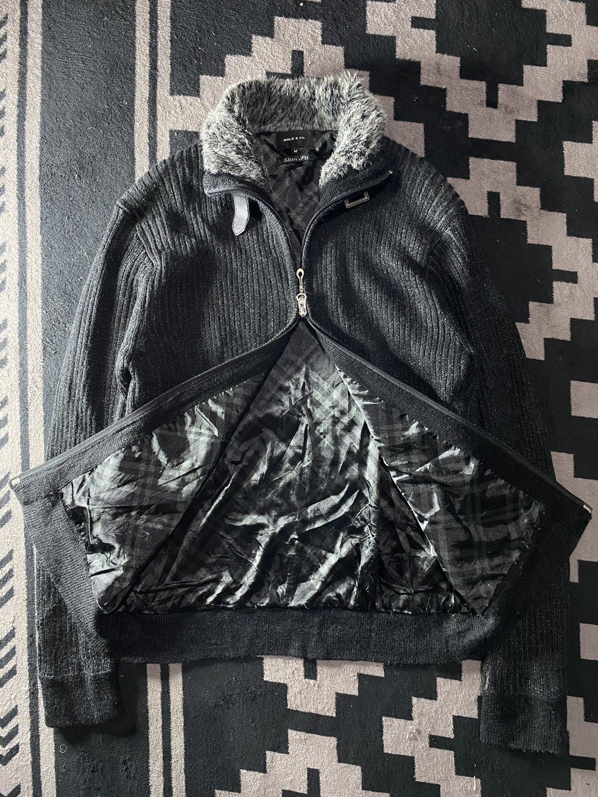 Le Grande Bleu (L.G.B.) Japanese Male & co faux fur knit tartan jacket Size US M / EU 48-50 / 2 - 2 Thumbnail