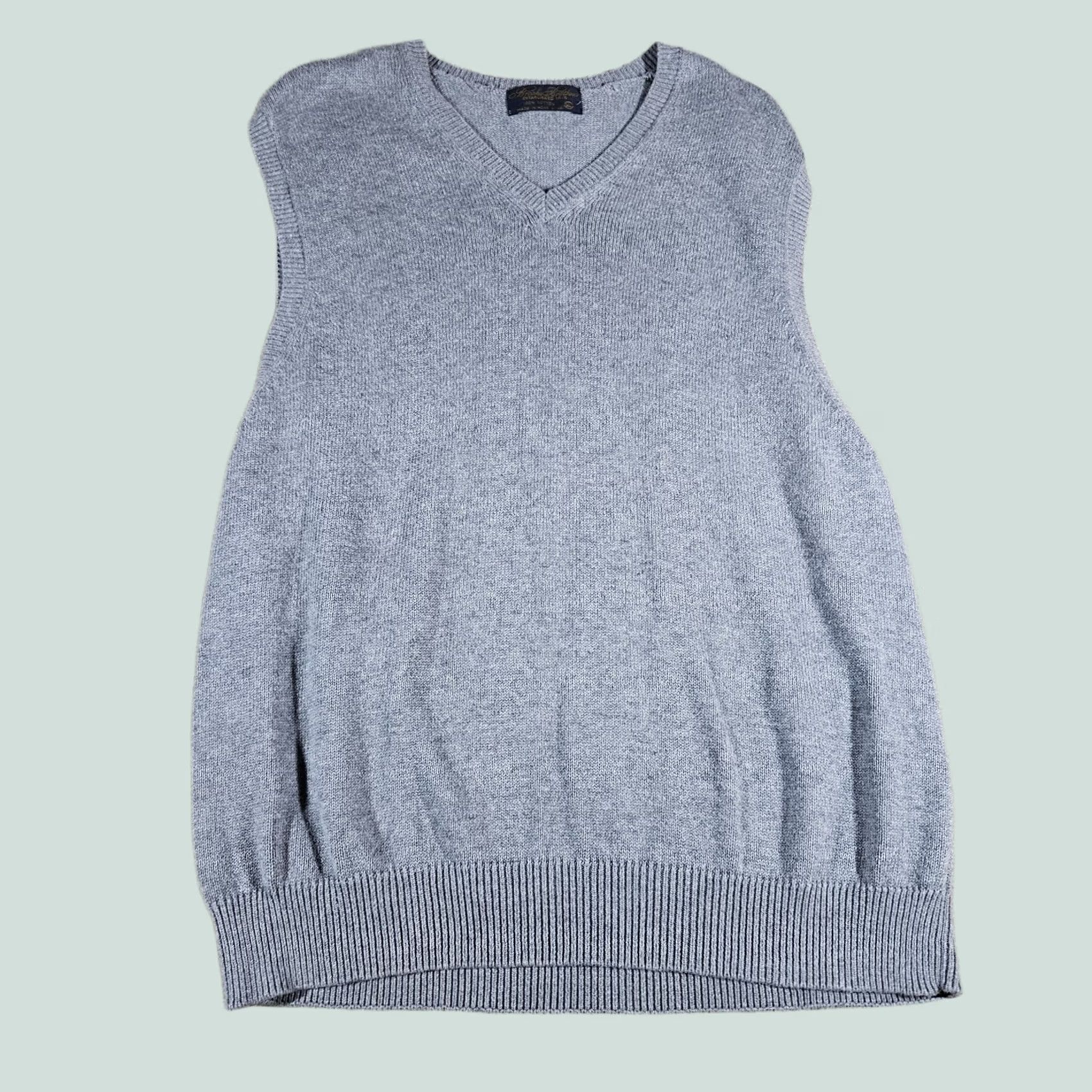 Brooks Brothers Brooks Brothers Gray Cotton Sweater Vest Mens V Neck XL Size US XL / EU 56 / 4 - 1 Thumbnail