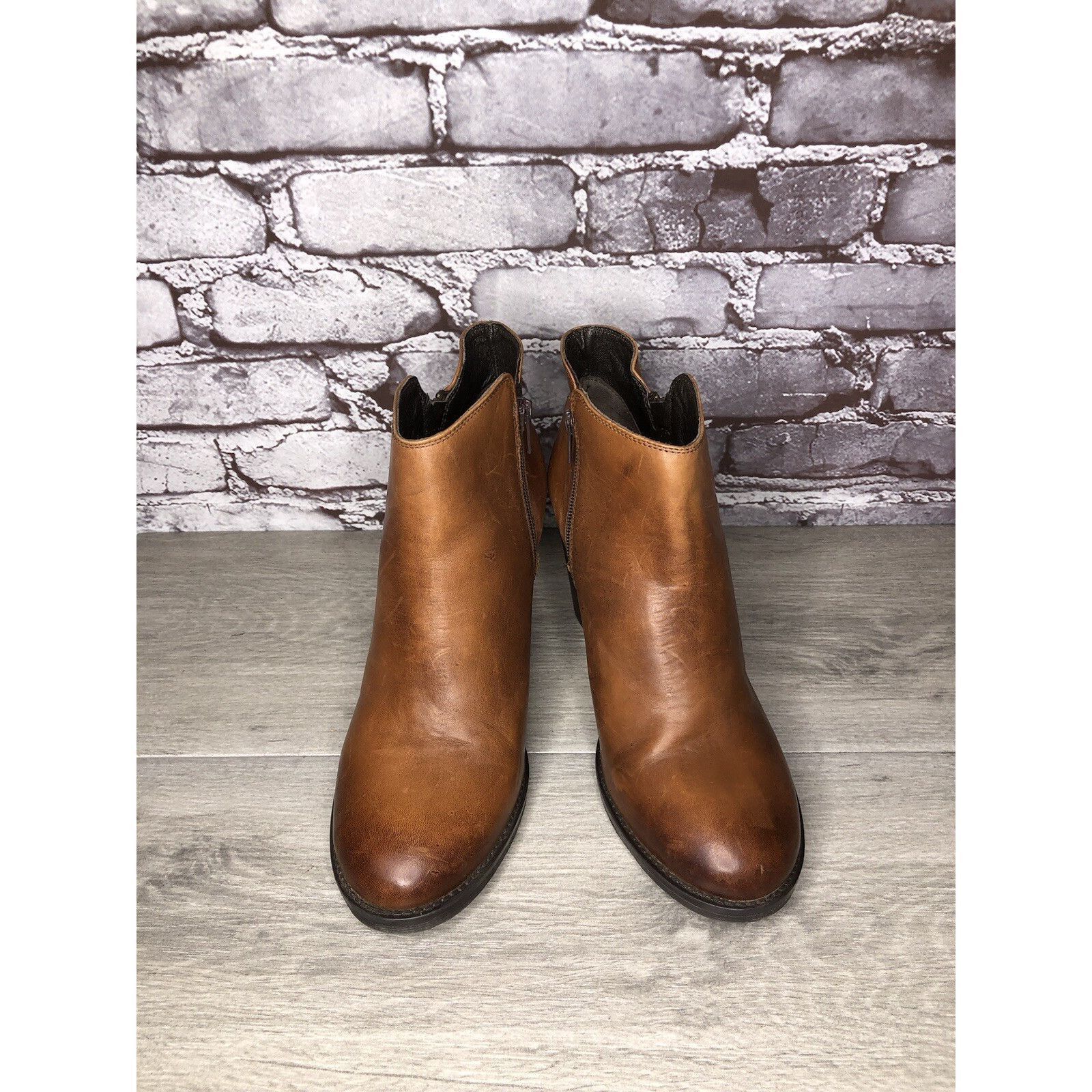 Anthropologie Krbonell Brown Ankle Double Sided Zipper Heeled Booties Boot Size US 9 / IT 39 - 2 Thumbnail