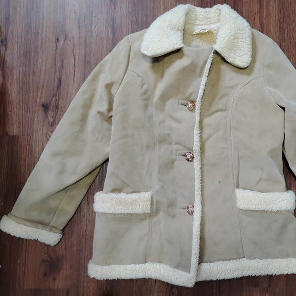 Other Vintage Town'N Ranch Western Shearling Suede Leather Coat Size US L / EU 52-54 / 3 - 2 Thumbnail
