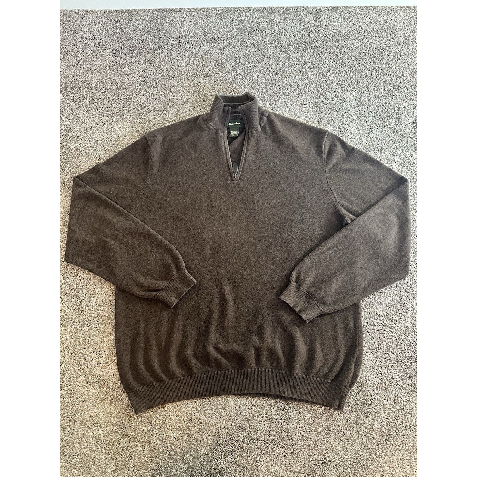 Eddie Bauer Mens Eddie Bauer Quarter Zip Cotton & Cashmere XL TALL Size US XL / EU 56 / 4 - 1 Thumbnail
