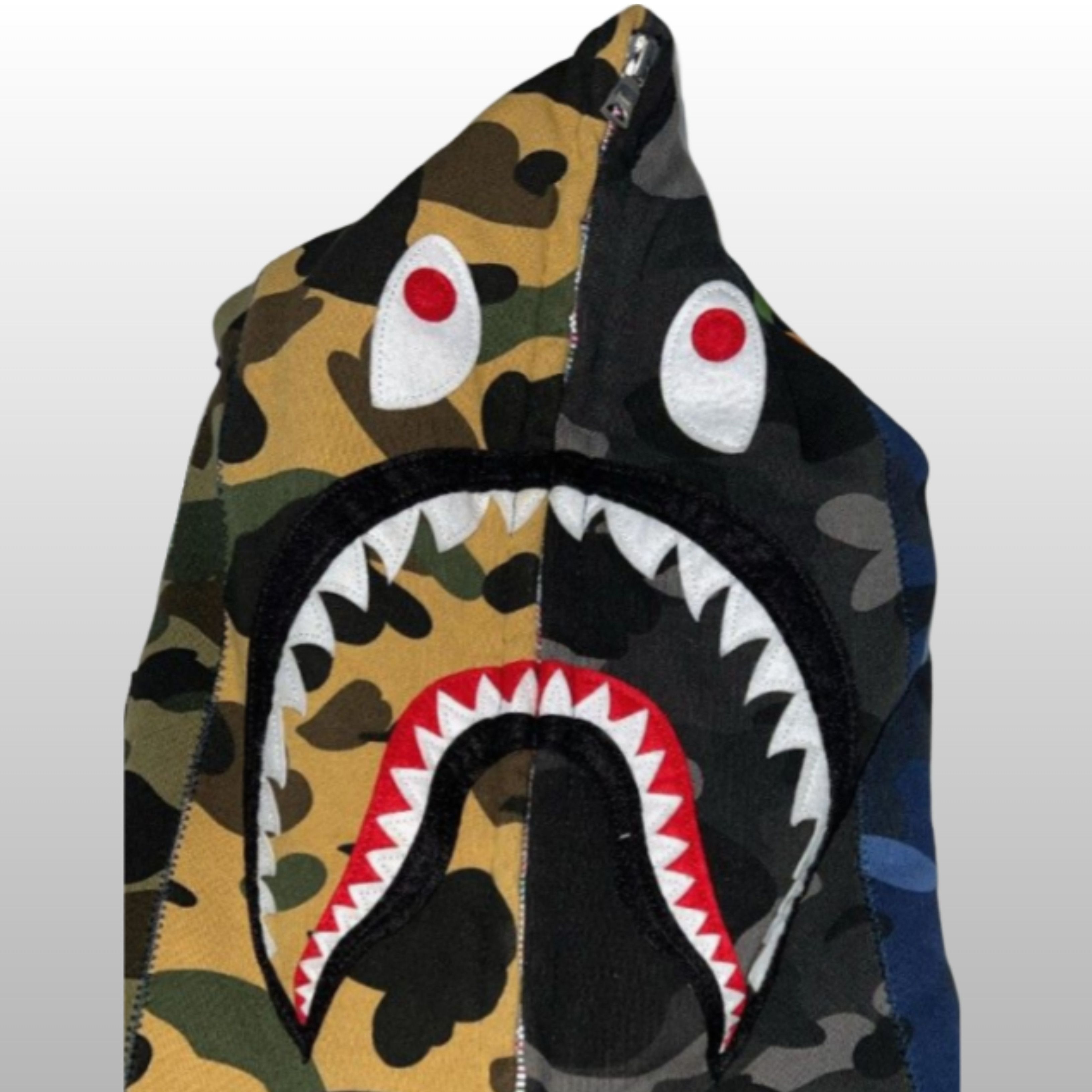 Bape Bape Mix Camo Shark Crazy Shark Full Zip Hoodie SS19 Size US L / EU 52-54 / 3 - 3 Thumbnail