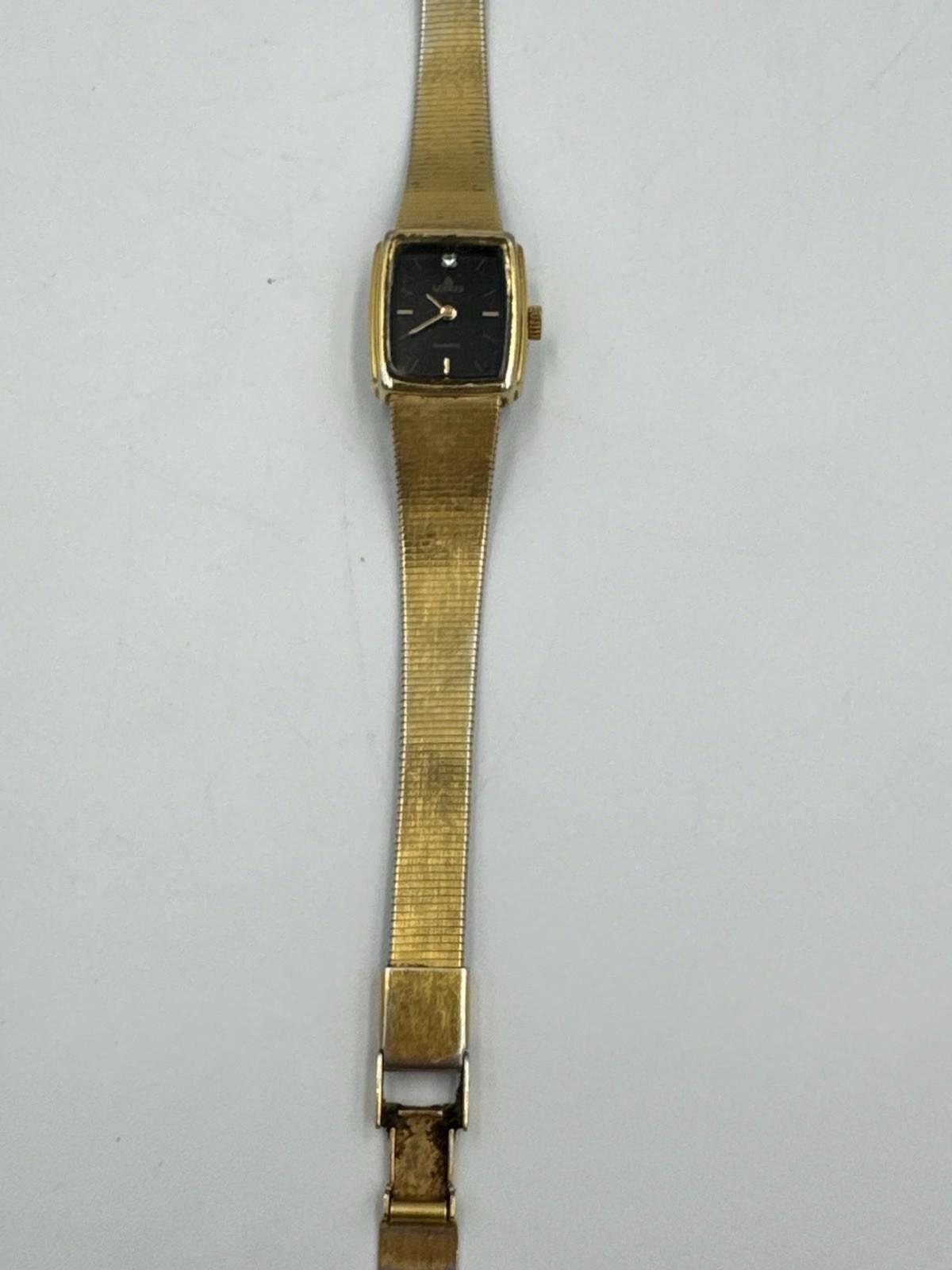Lotus Shoes Vtg Lorus Watch Women V232-5490 16mm Gold Tone Black Dial Size ONE SIZE - 2 Thumbnail