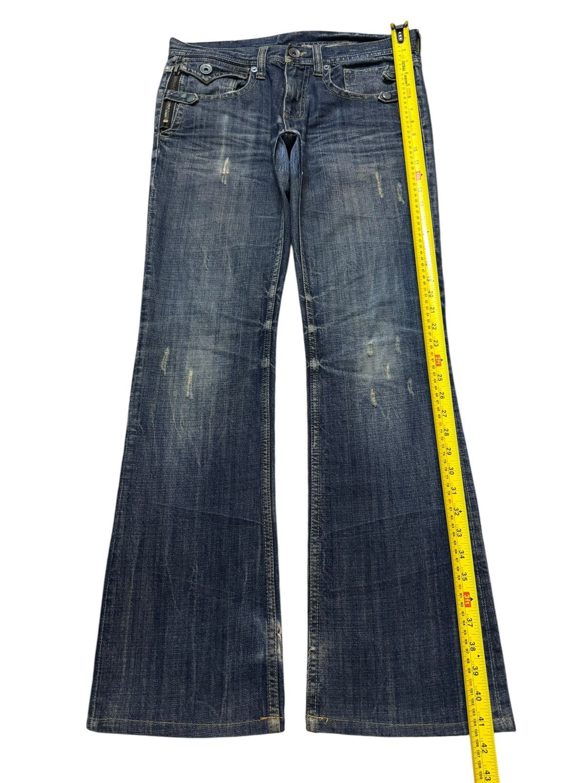 Kapital Vintage Japanese Brand Faded Wash Distress Wide Leg Flare Size US 34 / EU 50 - 9 Thumbnail