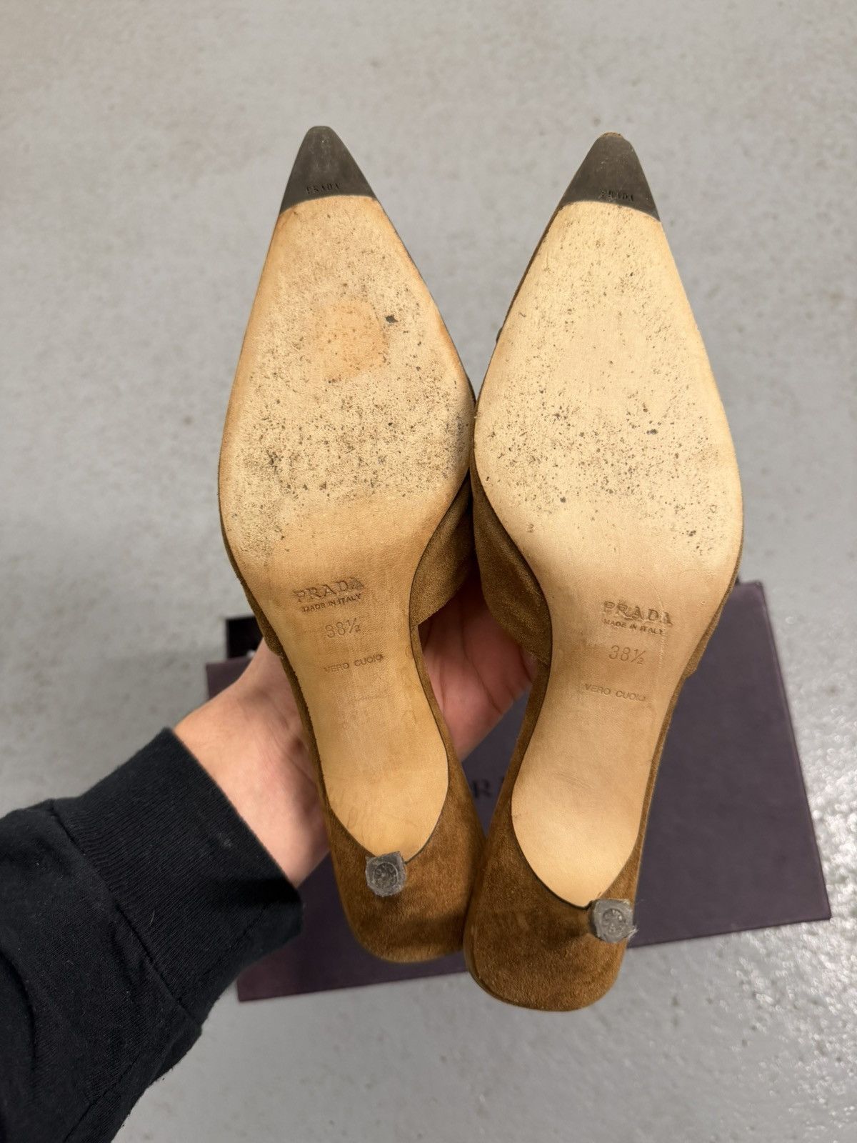 Prada Iconic Prada Eyelets Mule Heels With Box And Dust Bag Size US 8.5 / IT 38.5 - 12 Thumbnail