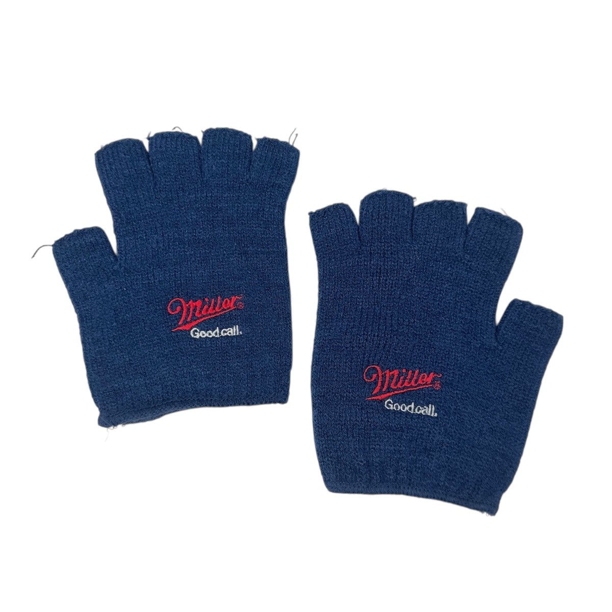 Vintage Miller Beer Good Call Fingerless Knit Gloves Navy Blue Size ONE SIZE - 1 Thumbnail