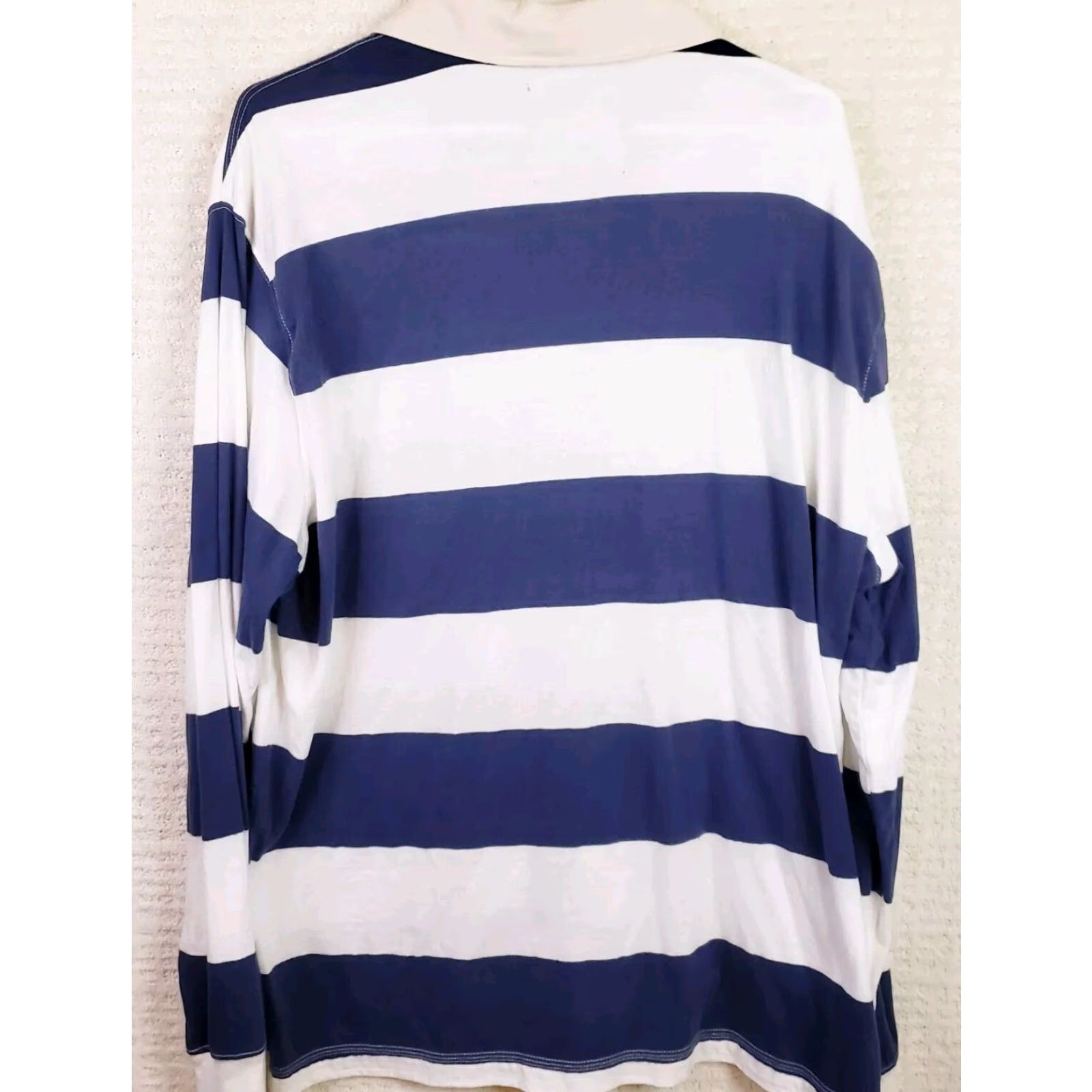Ralph Lauren Lauren Ralph Lauren Red Camel Rugby Shirt Striped Long Sleeve Button-Up White Blue XL Mens Chest Logo 100% Cotton Preppy Classics Size US XL / EU 56 / 4 - 6 Thumbnail