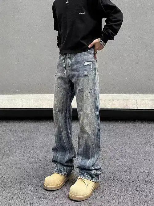 Jean Street distressed corrugated crease micro-flared jeans Size US 32 / EU 48 - 5 Thumbnail