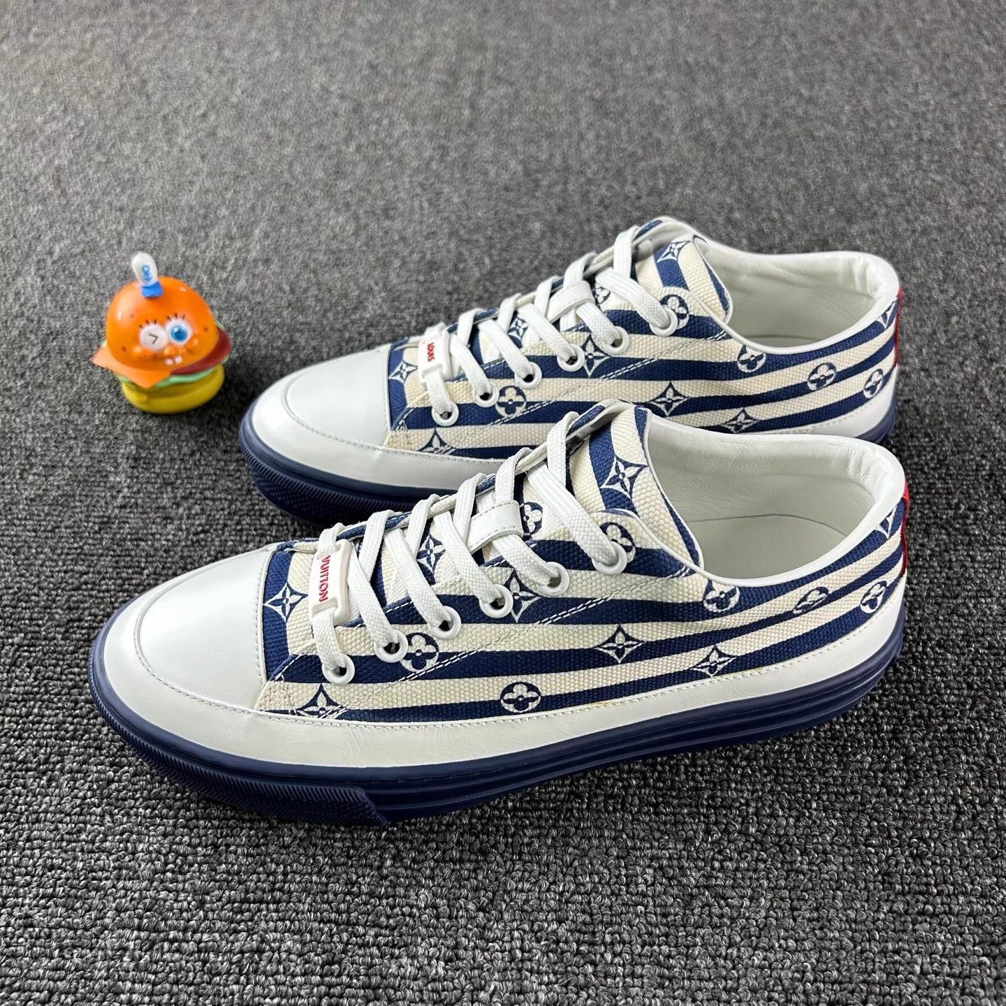Louis Vuitton LV Blue White Stripe Monogram Sneakers EUR 36.5 Size US 5.5 / IT 35.5 - 1 Thumbnail