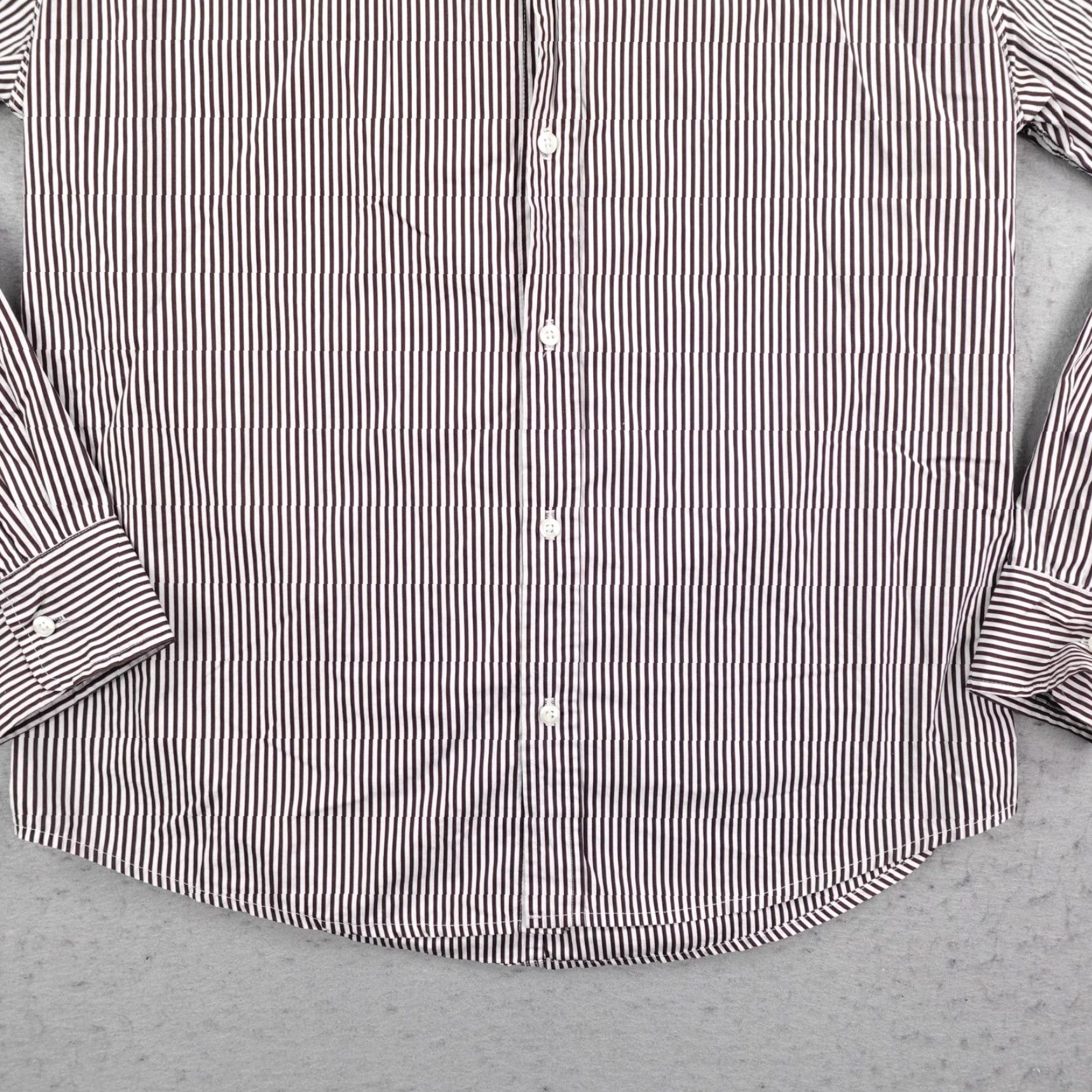 Frank & Eileen Frank & Eileen Shirt Mens Medium Brown White Stripes Paul Button Up Long Sleeve Size US M / EU 48-50 / 2 - 3 Thumbnail