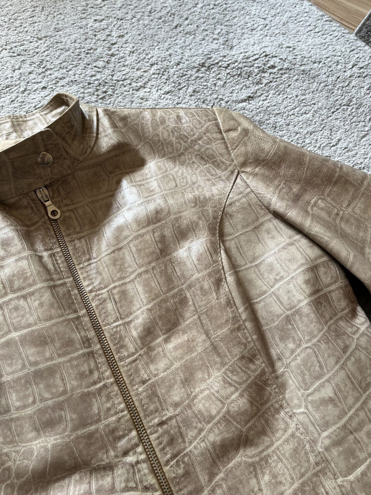 Vintage Vintage Gold Yellow Snake Print Basic Leather jacket 90a Y2K Size M / US 6-8 / IT 42-44 - 3 Thumbnail