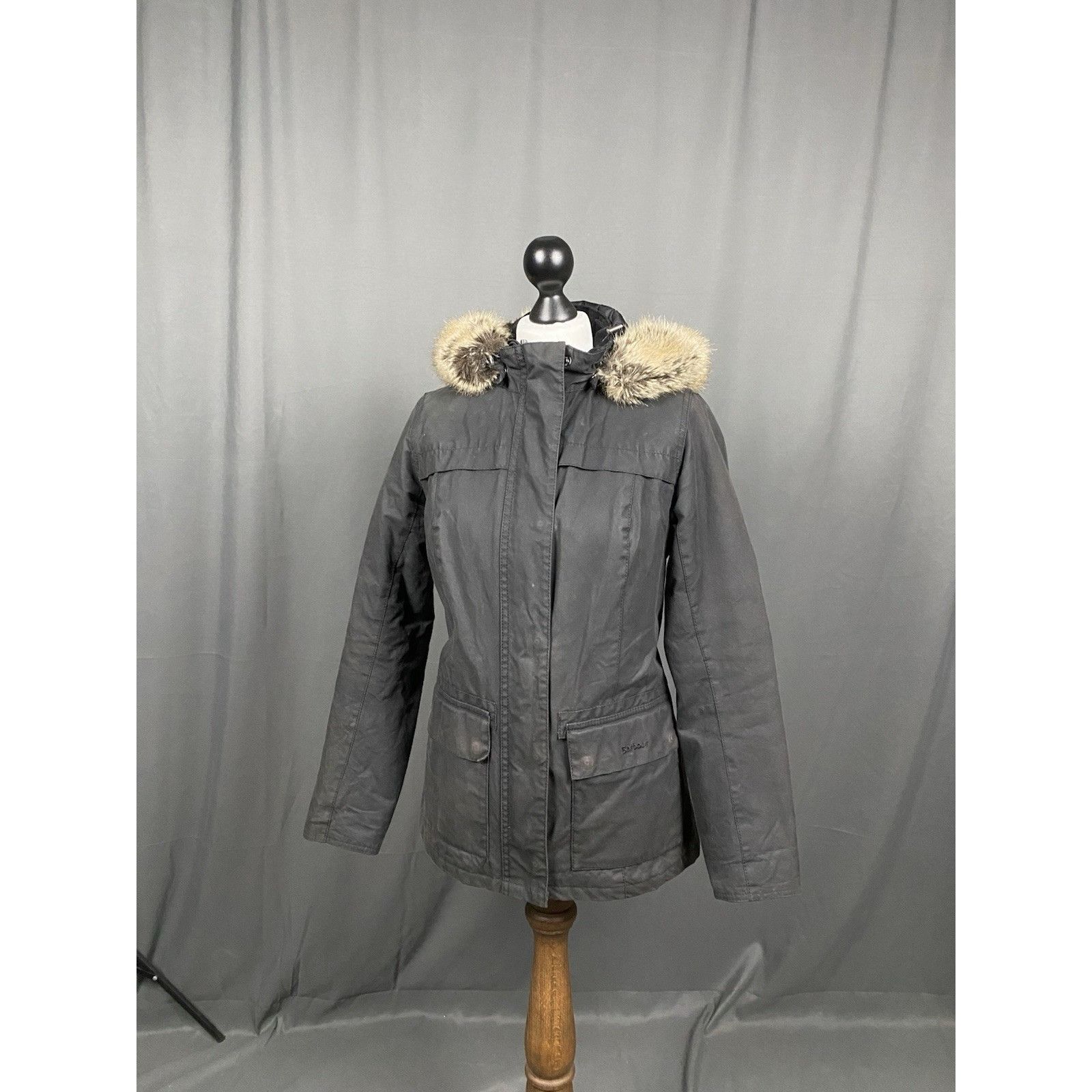 Barbour Barbour Ellen Women's Black Hooded Waxed Parka Jacket Size U Size L / US 10 / IT 46 - 3 Thumbnail