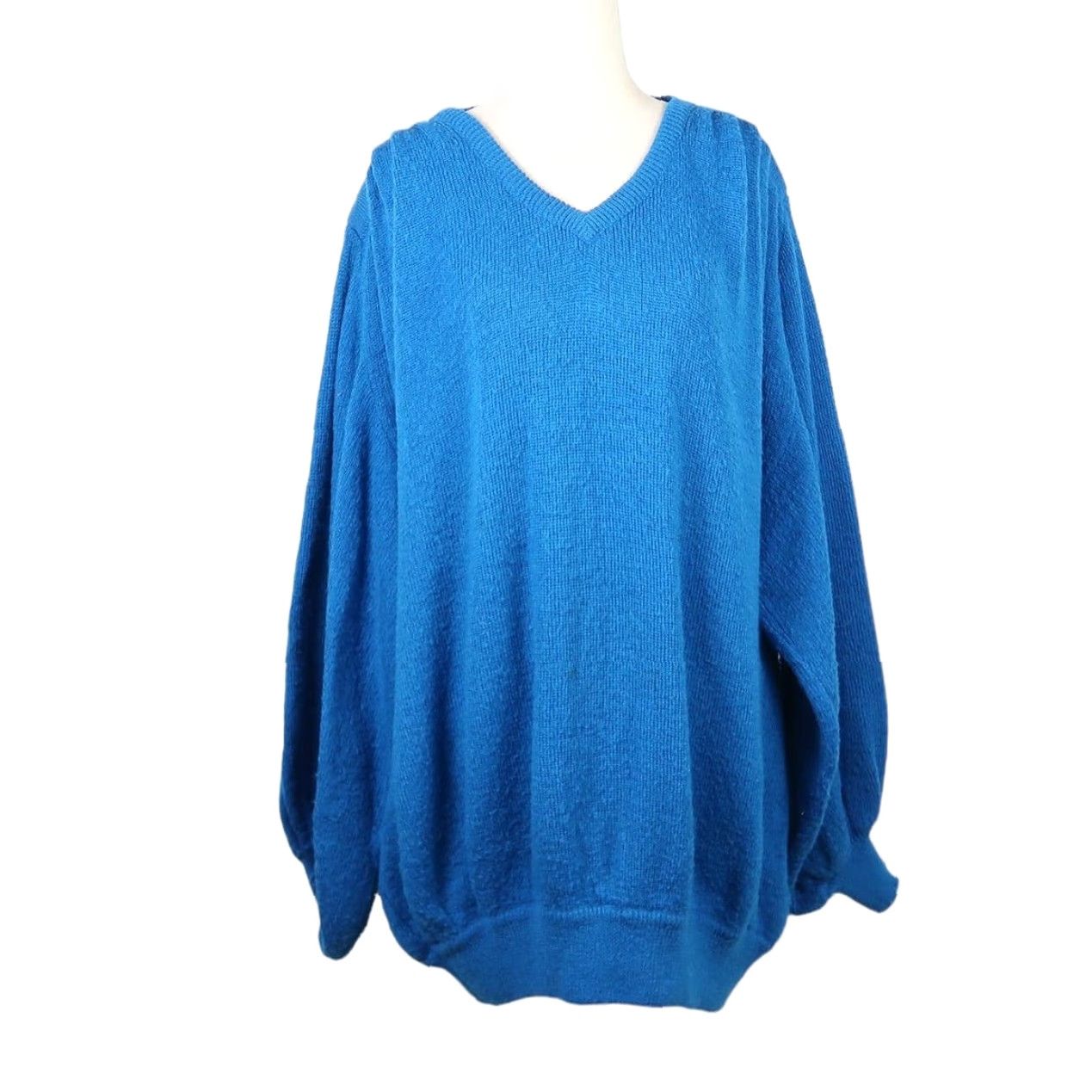 Vintage VINTAGE Lady Lilly Cerulian Blue wool knit dolman sleeve sweater 24 Size 4XL / US 24-26 - 2 Thumbnail
