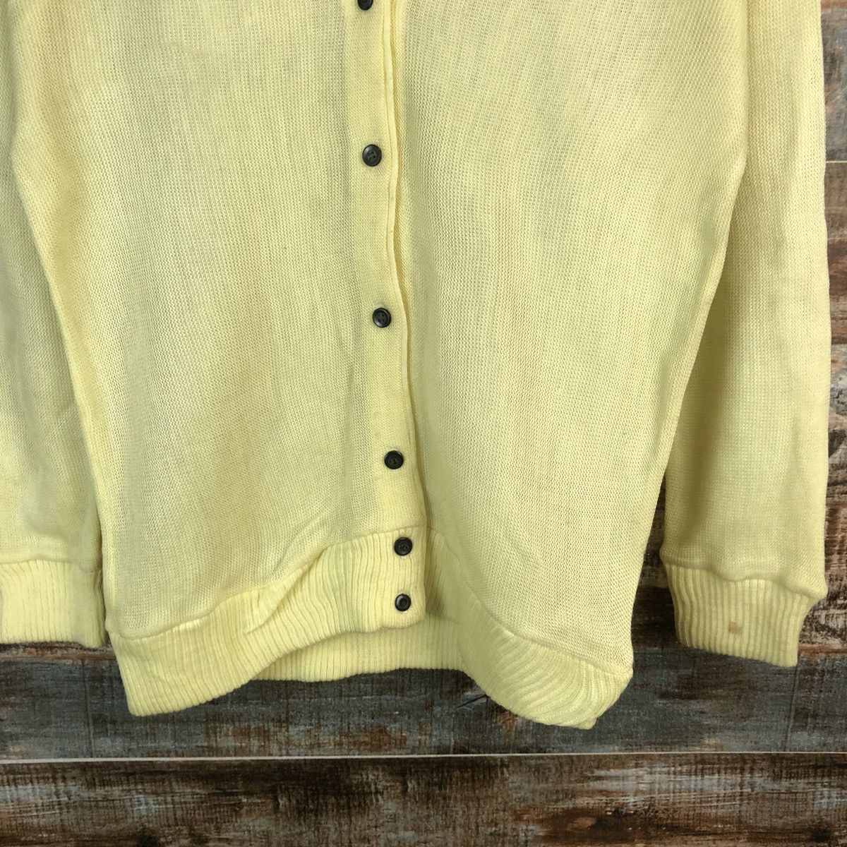 Homespun Knitwear Lolo Yellow crochet meshnet Cardigan Knitwear #A1791 Size L / US 10 / IT 46 - 6 Thumbnail