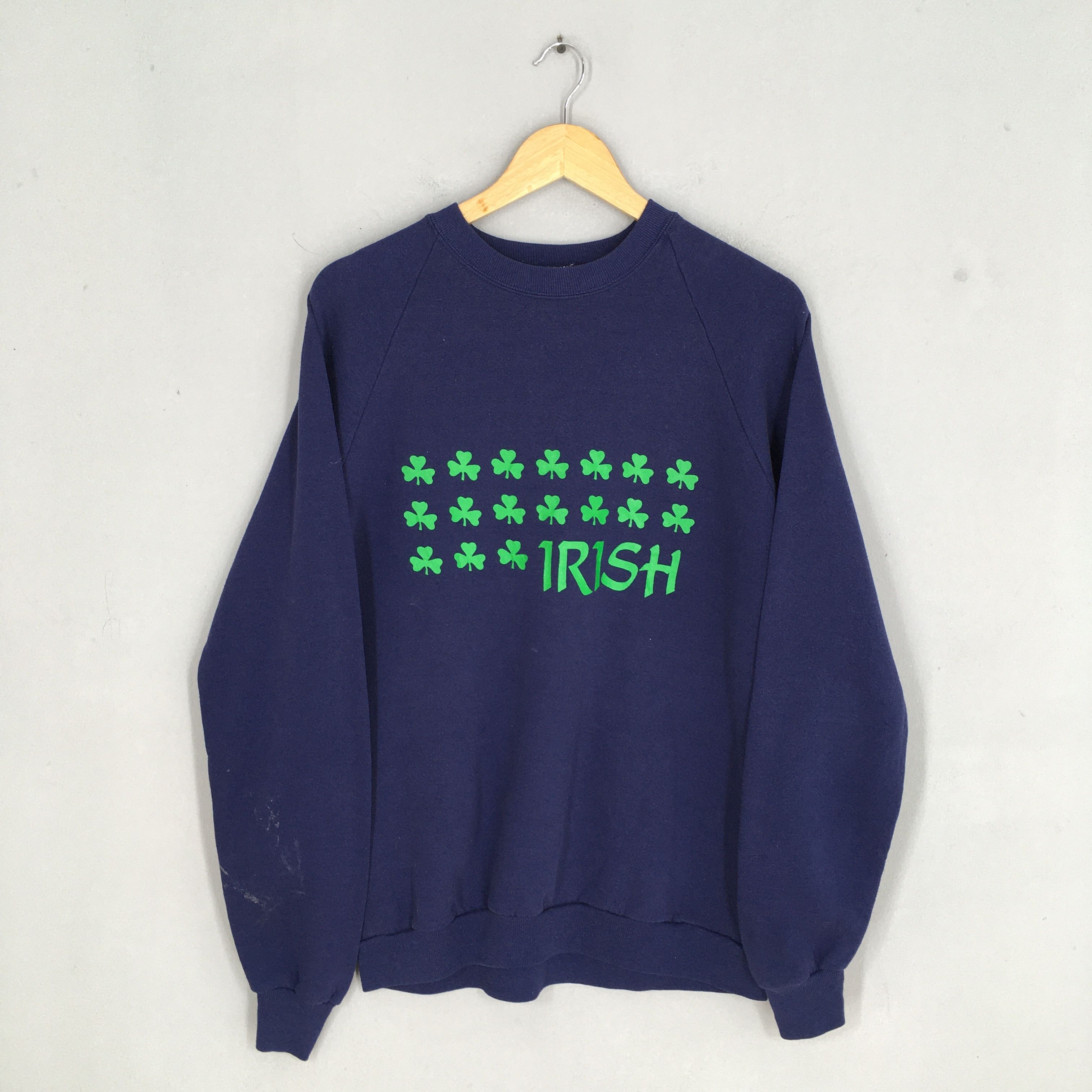 Vintage Vintage 90's Irish Blue Sweatshirt XLarge Size US XL / EU 56 / 4 - 1 Thumbnail