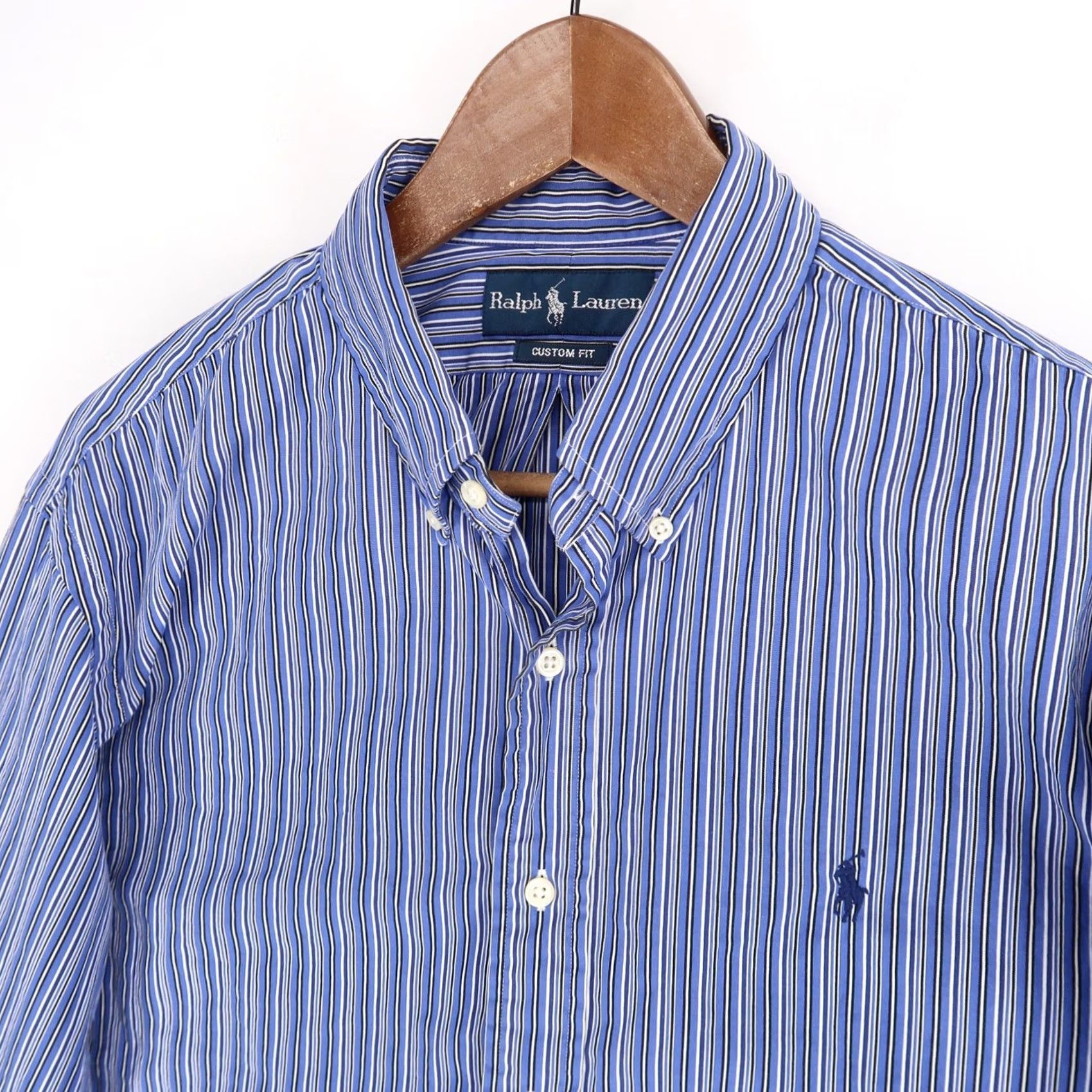 Ralph Lauren Ralph Lauren Shirt Mens XL Blue Striped Custom Fit Button-Down Long Sleeve Shirt Size US XL / EU 56 / 4 - 3 Thumbnail