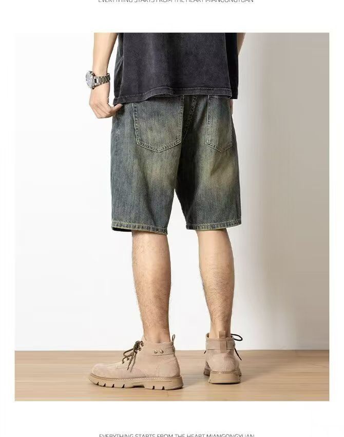 Japanese Brand × Jean Retro washed straight-leg versatile denim shorts Size US 32 / EU 48 - 4 Thumbnail