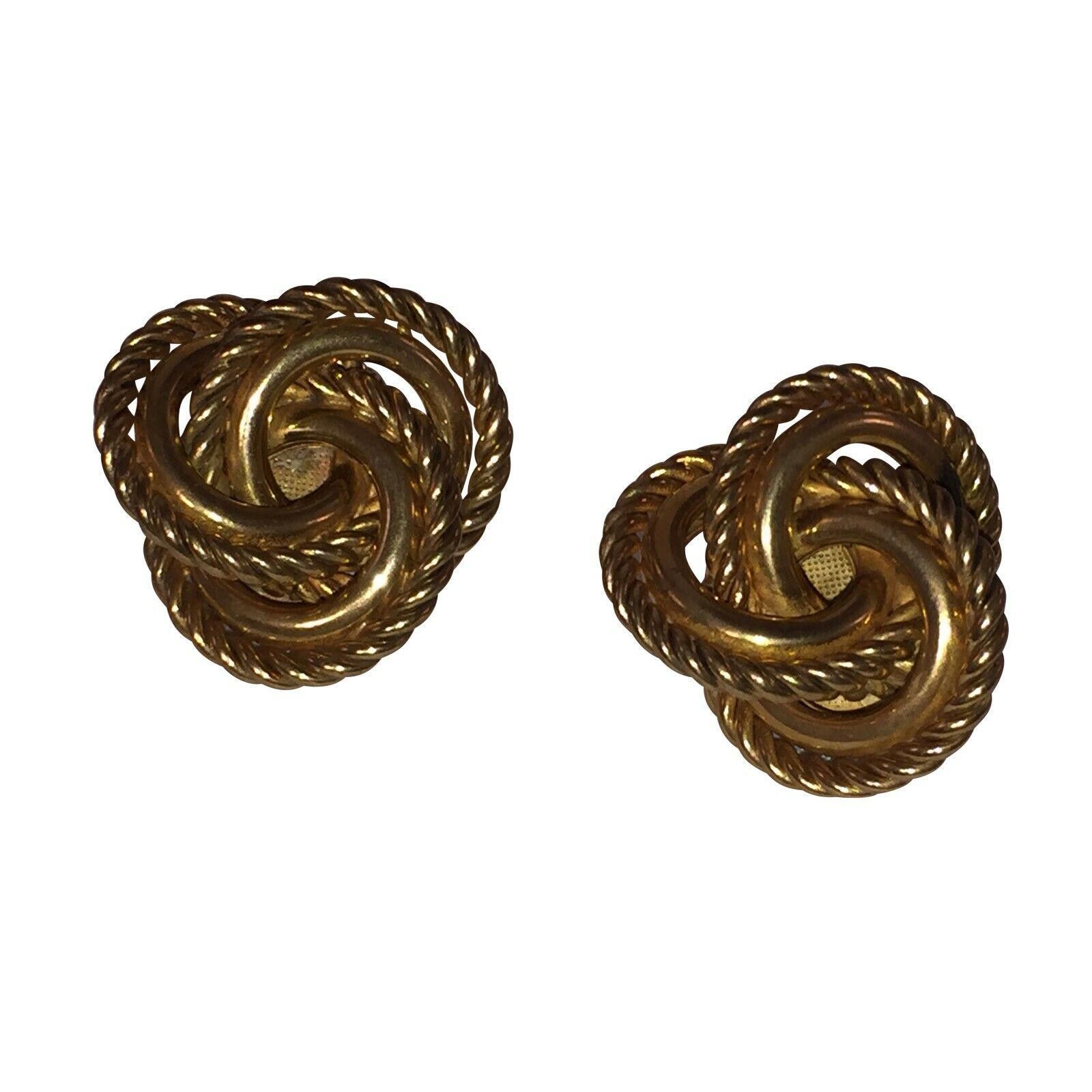 Designer Miriam Haskell Love Knot Interwoven Brass Earrings Size ONE SIZE - 1 Thumbnail